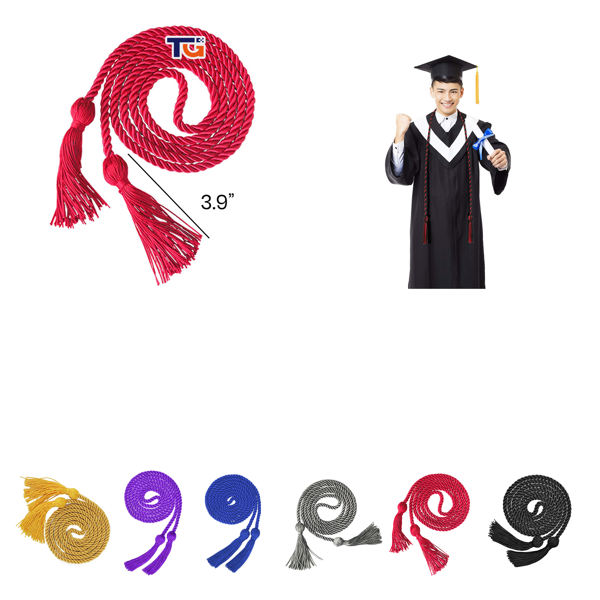 Graduation Honor Cord w/ Tassels for Academic Achievement