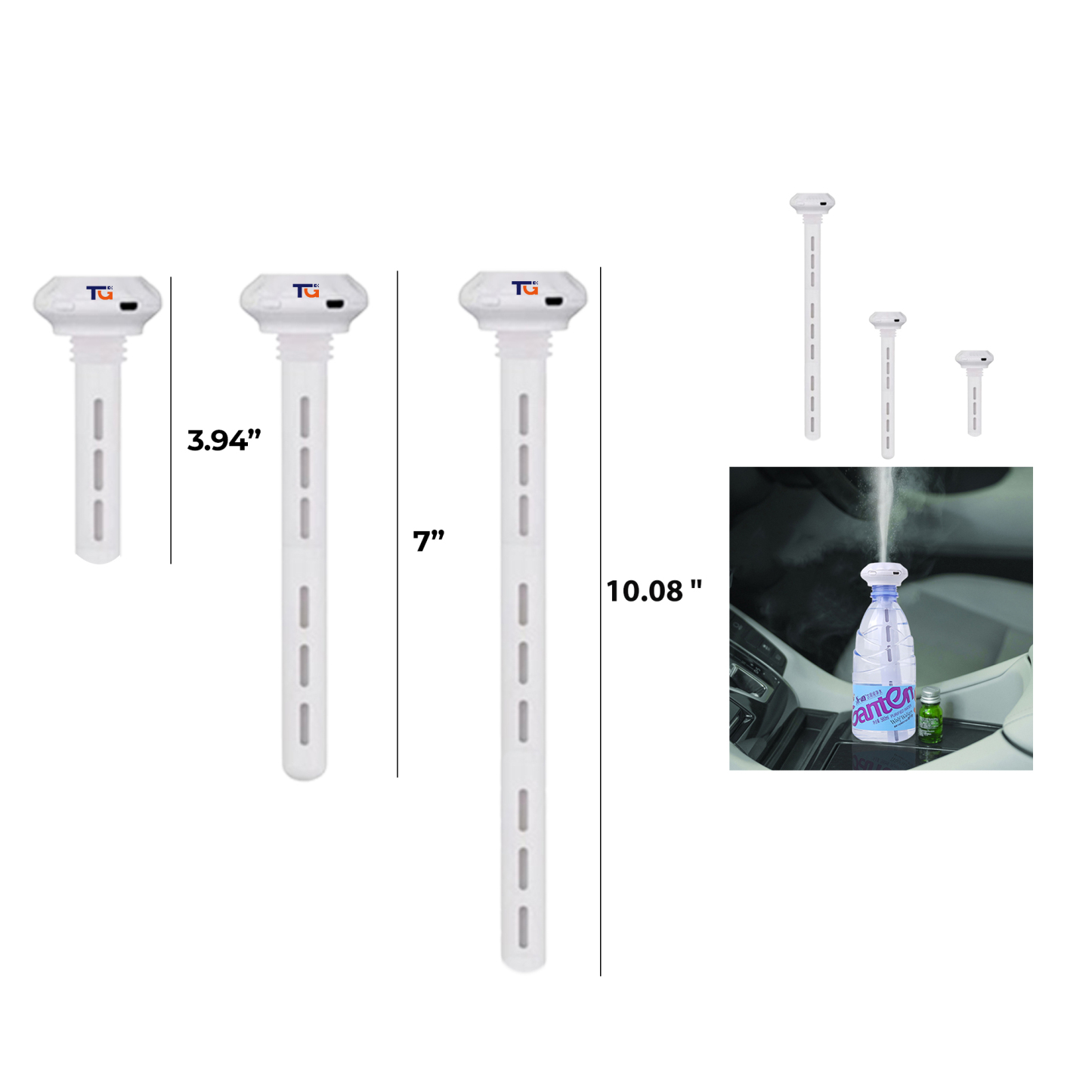 Mini USB Car Humidifier w/ Adjustable Length & Night Light