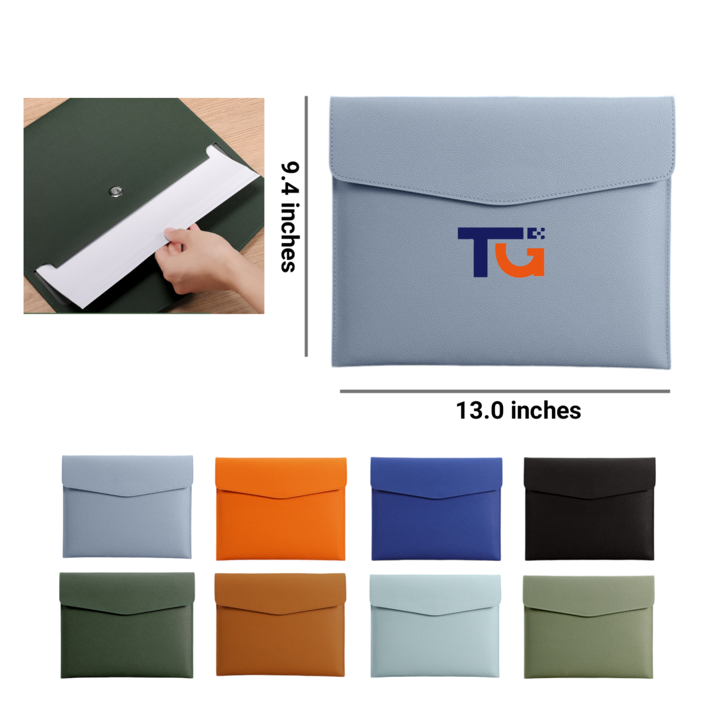 A4 PU Leather File Folder w/ Snap Closure for Office Use