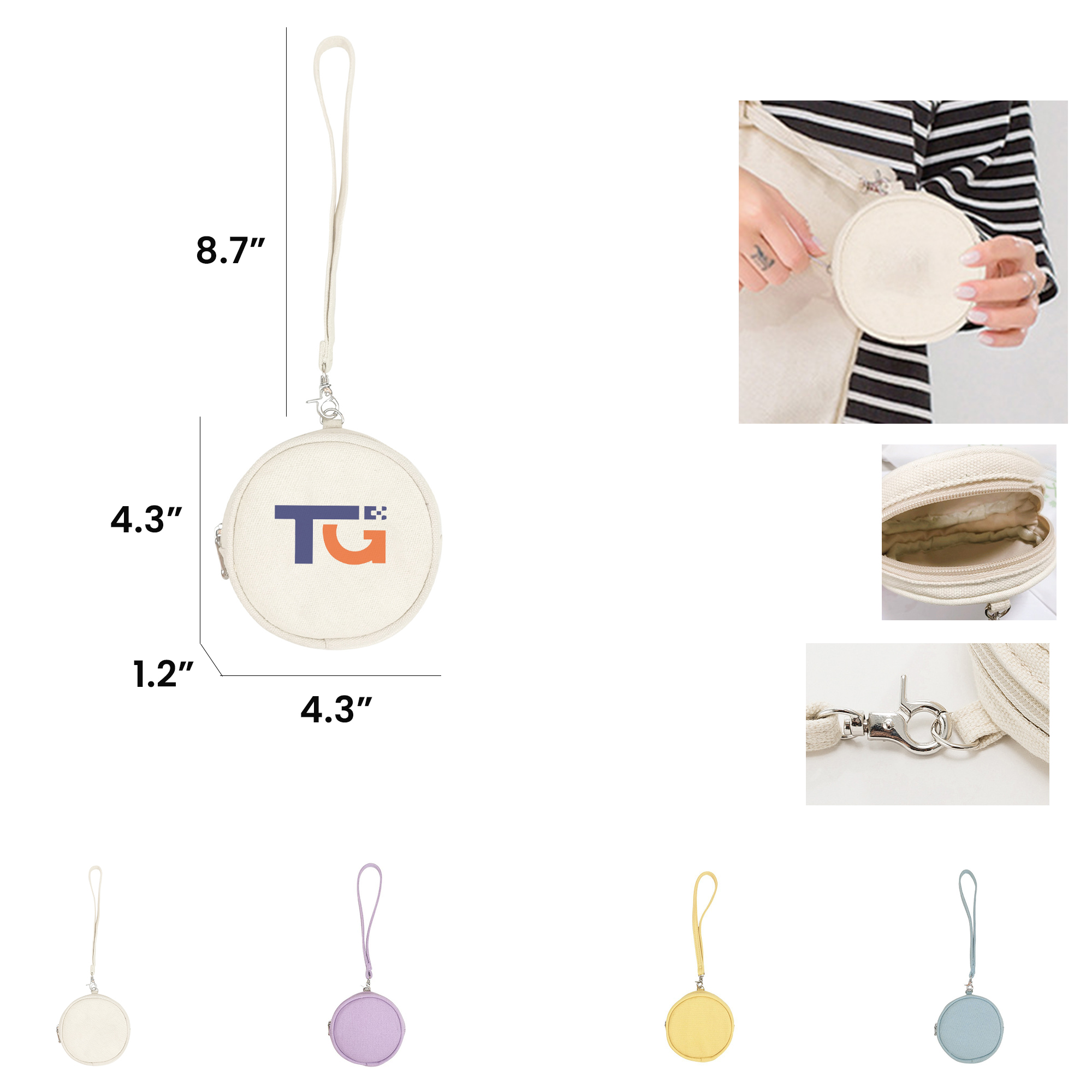 Mini Canvas Wristlet Pouch with Key & Card Storage