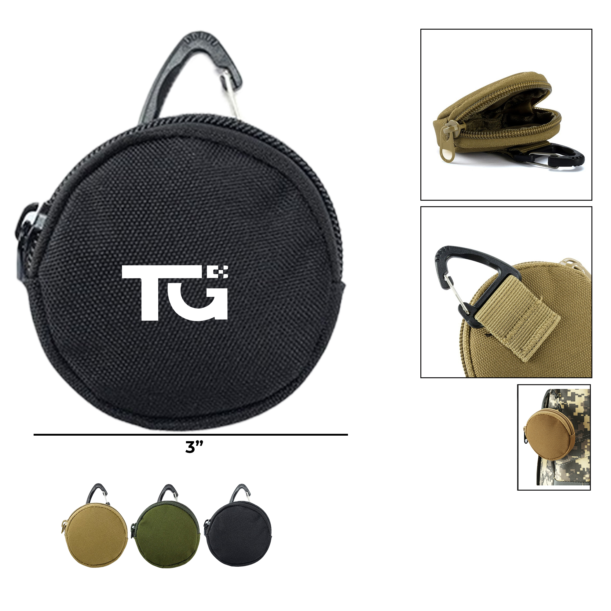 Compact MOLLE Tactical Round Pouch for Small Items Storage