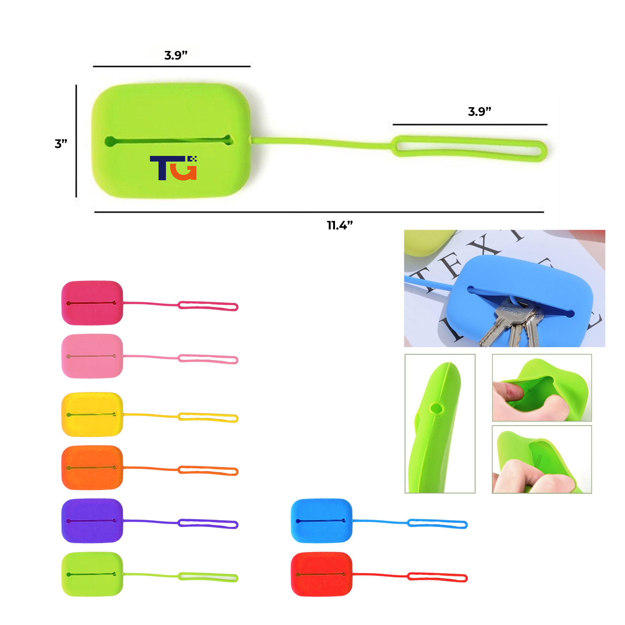 Silicone Key Pouch Candy Color Card  Organizer Bag