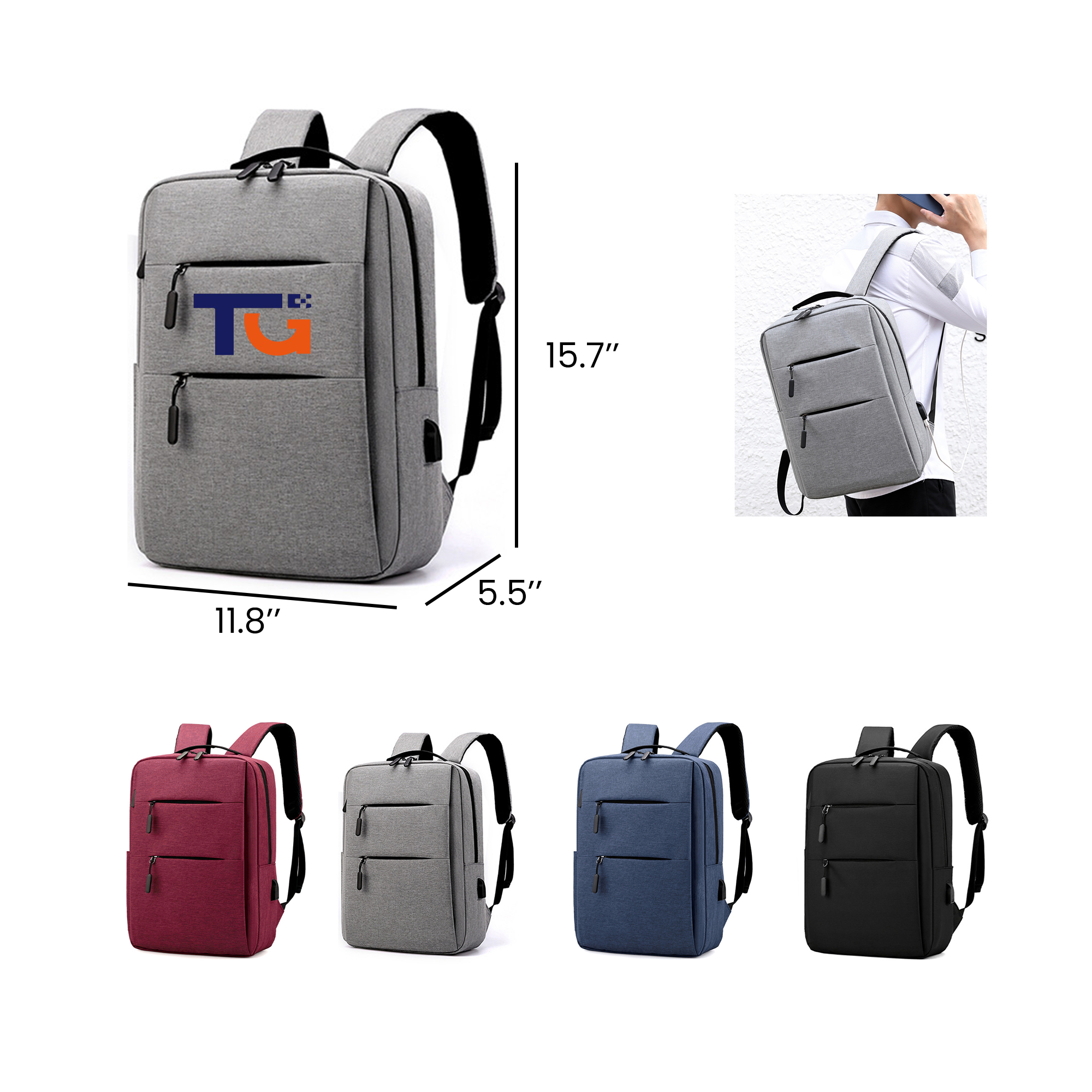 Stylish Men’s Laptop Backpack w/ USB Charging Port