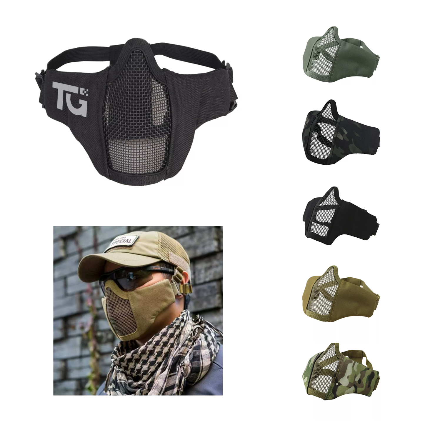 Tactical Half Face Steel Mesh Mask for Paintball & Airsoft