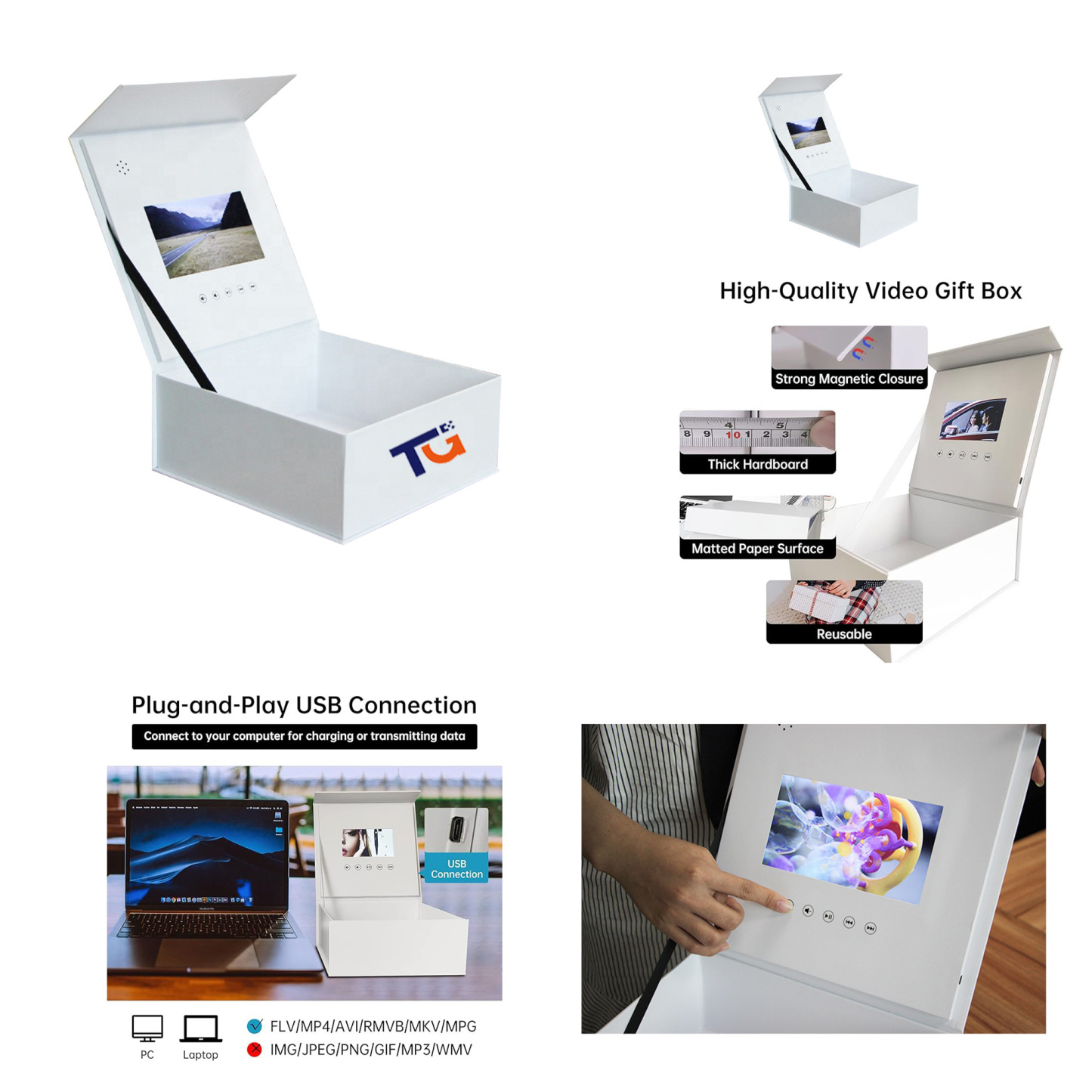 Premium LCD Video Gift Box w/ Magnetic Flip-Top Closure