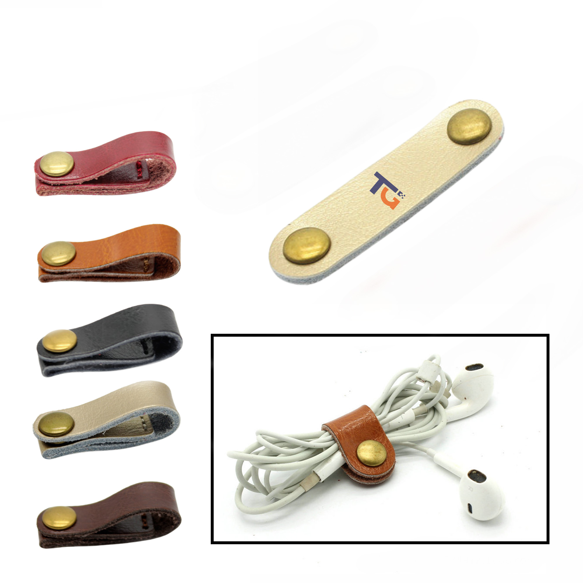 Premium Leather Cord Ties for Earphones & USB Cables