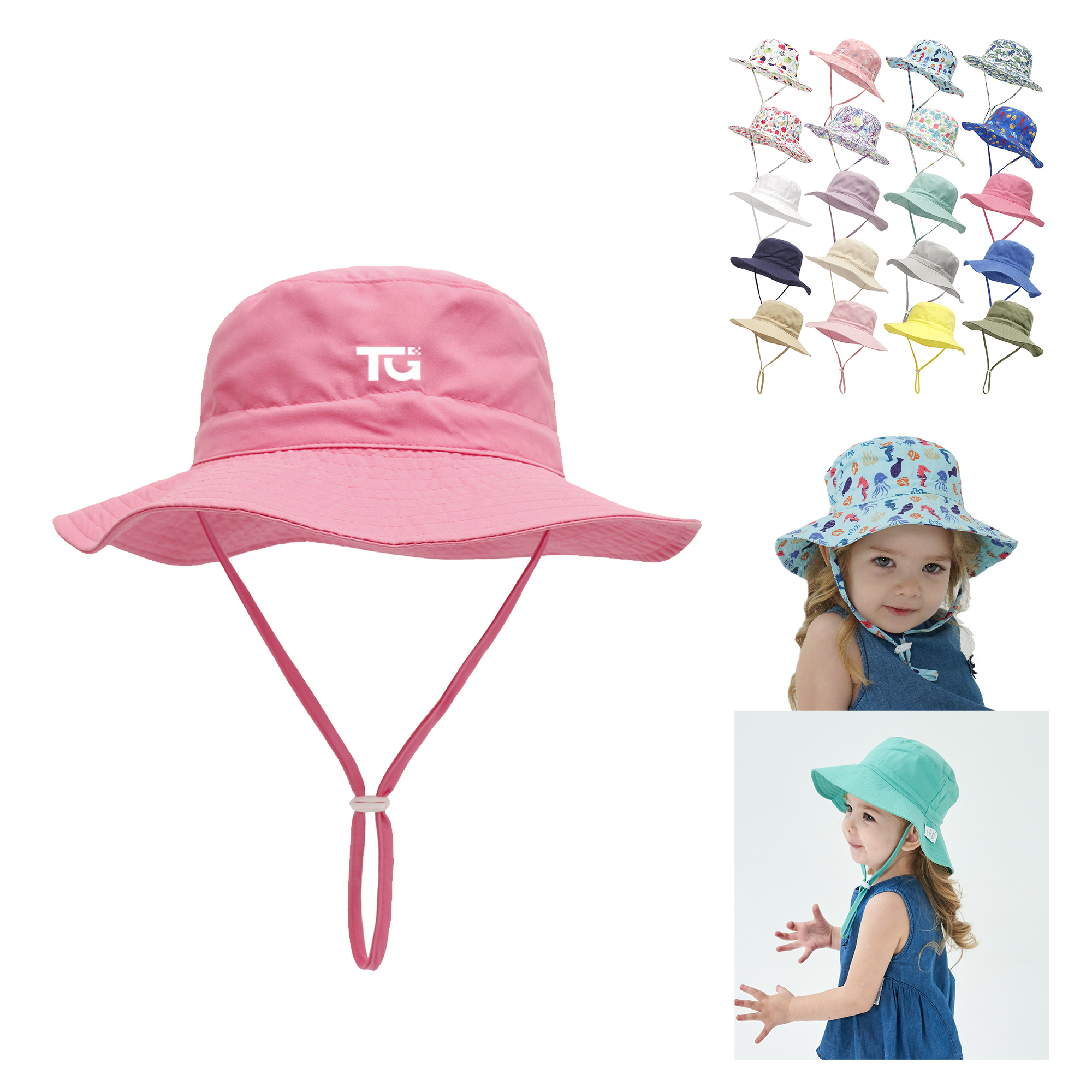 Lightweight Toddler Bucket Hat w/ Adjustable Drawstring