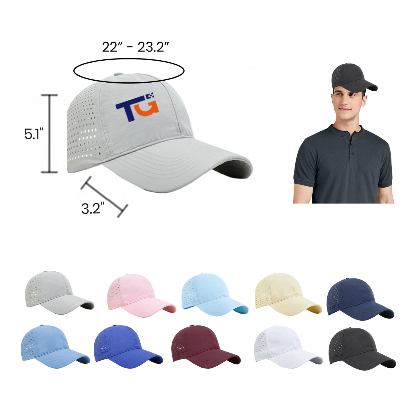 Quick-Dry Baseball Cap w/ Wide Brim UV Sun Protection