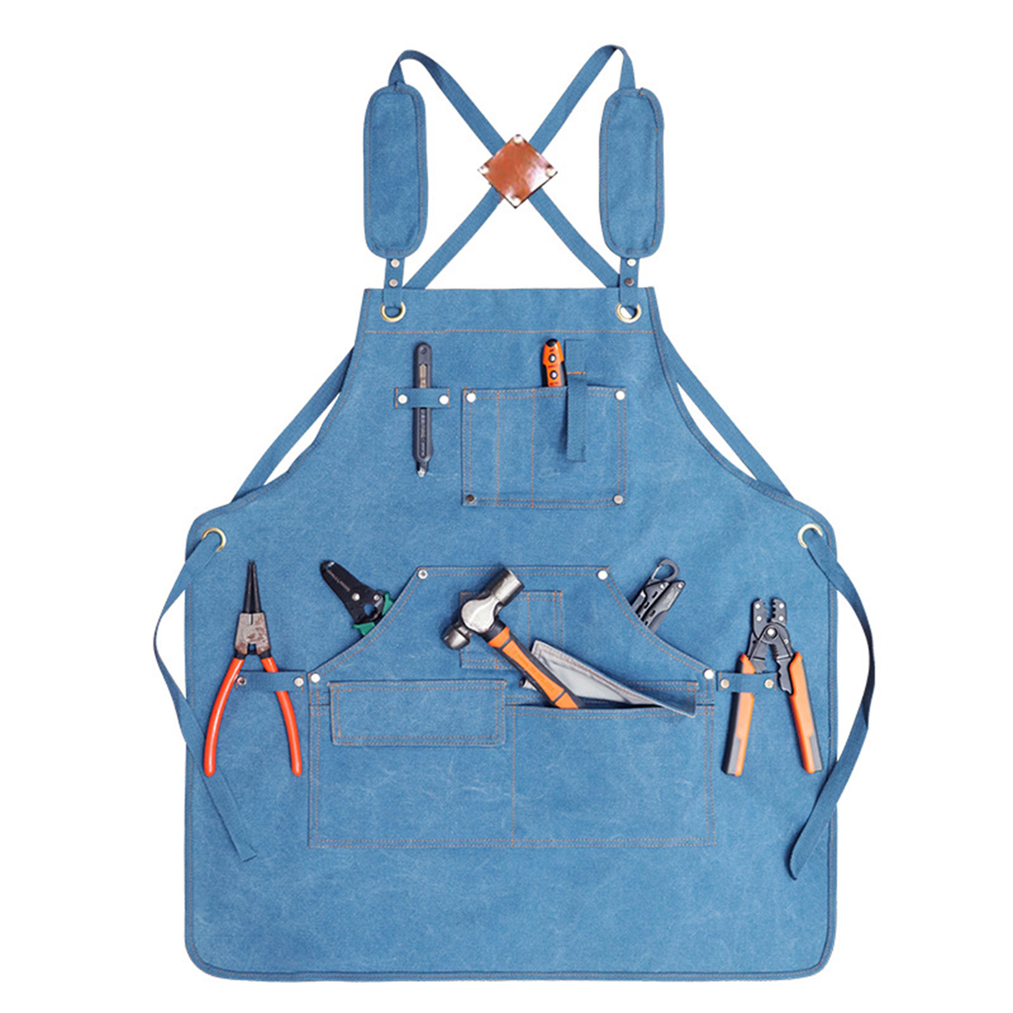 Adjustable Heavy Duty Canvas Work Apron w/ Multiple Pockets