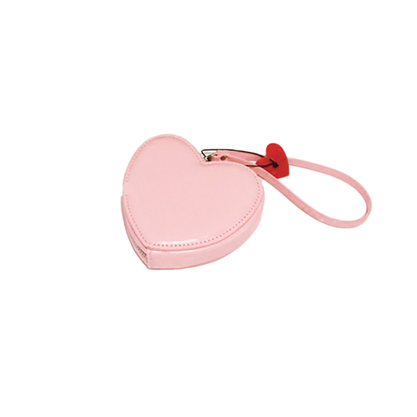 Shiny PU Leather Heart Wristlet Purse w/ Zipper