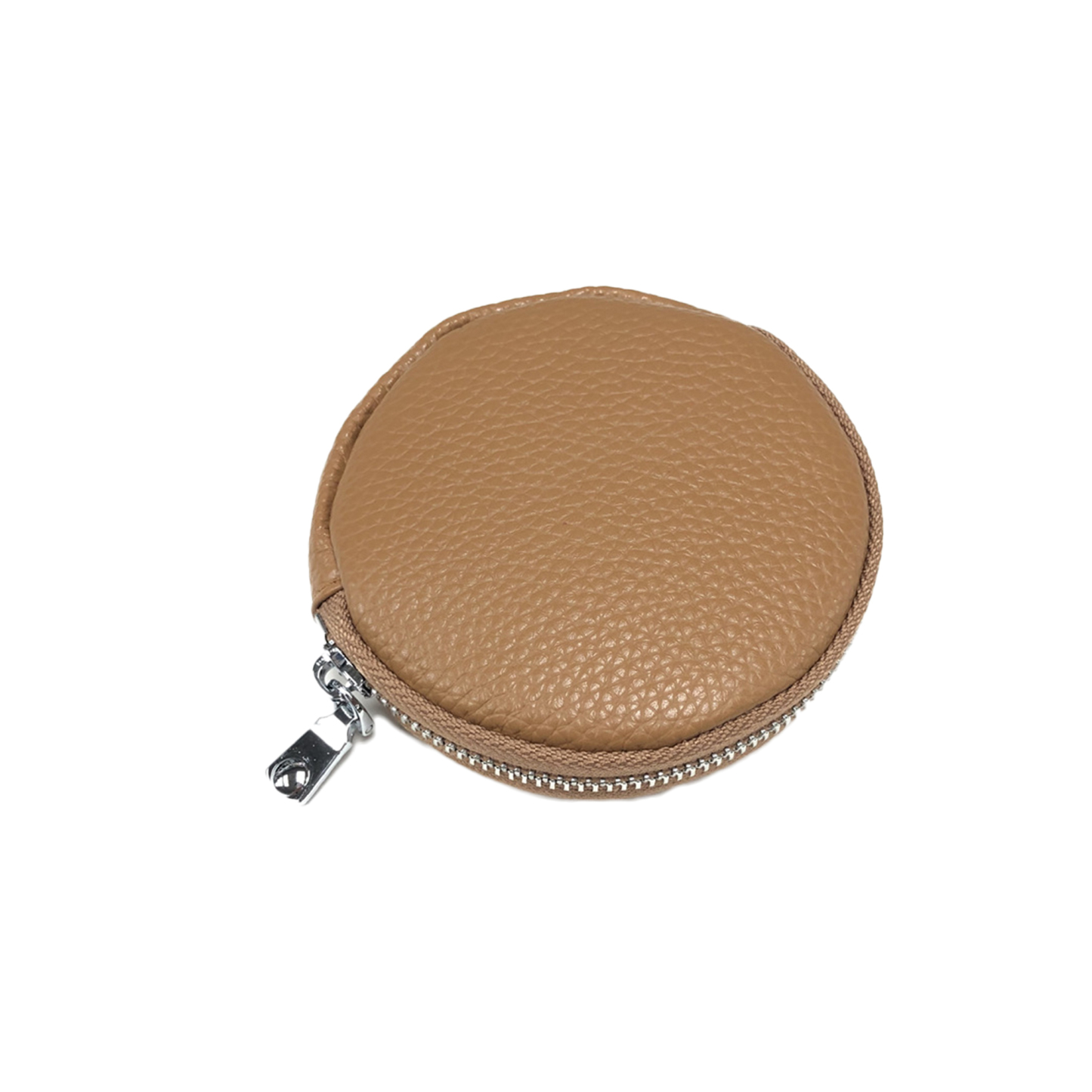 Genuine Leather Round Coin Purse w/ Key Ring for Essentials