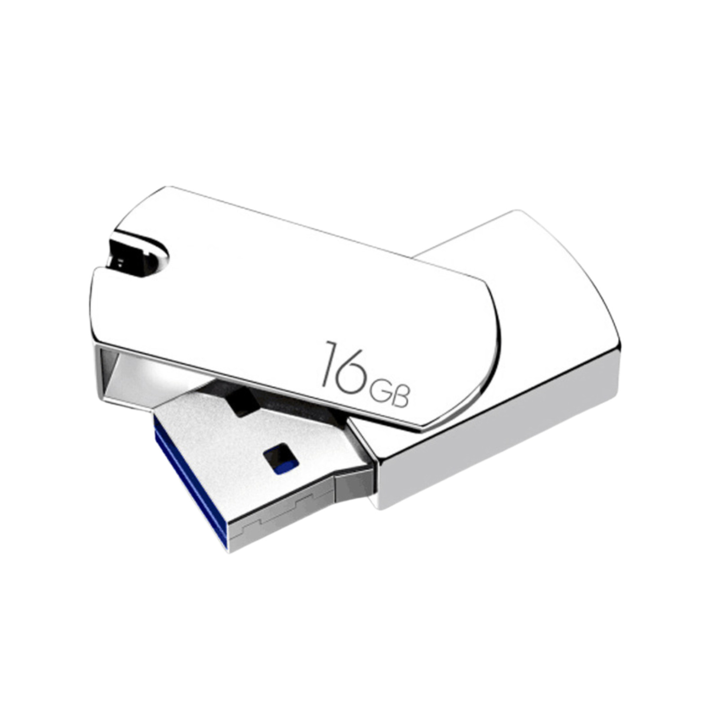 16GB Metal Swivel USB Flash Drive w/ Key Chain