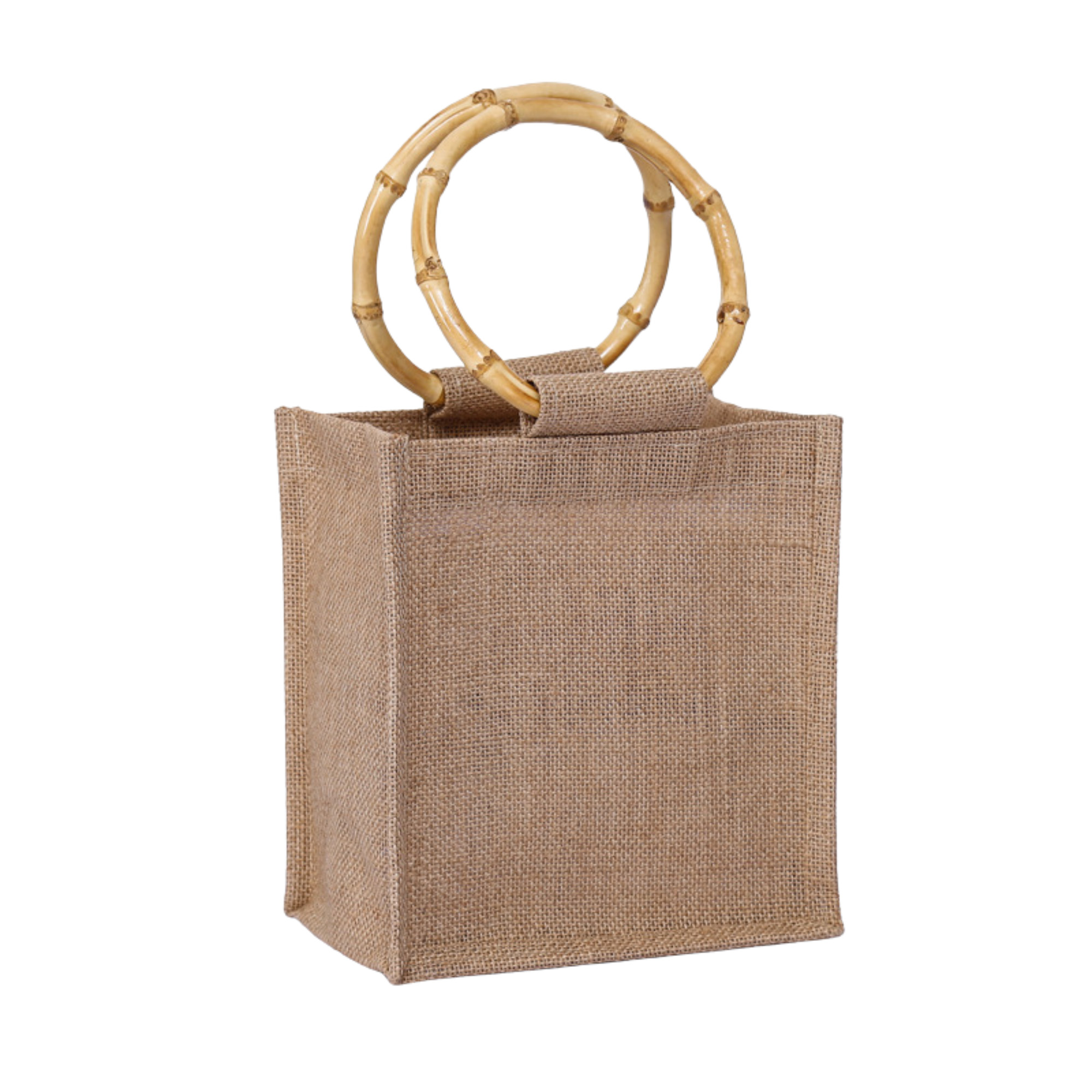 Eco-Friendly Large Jute Bag w/ Bamboo Handles