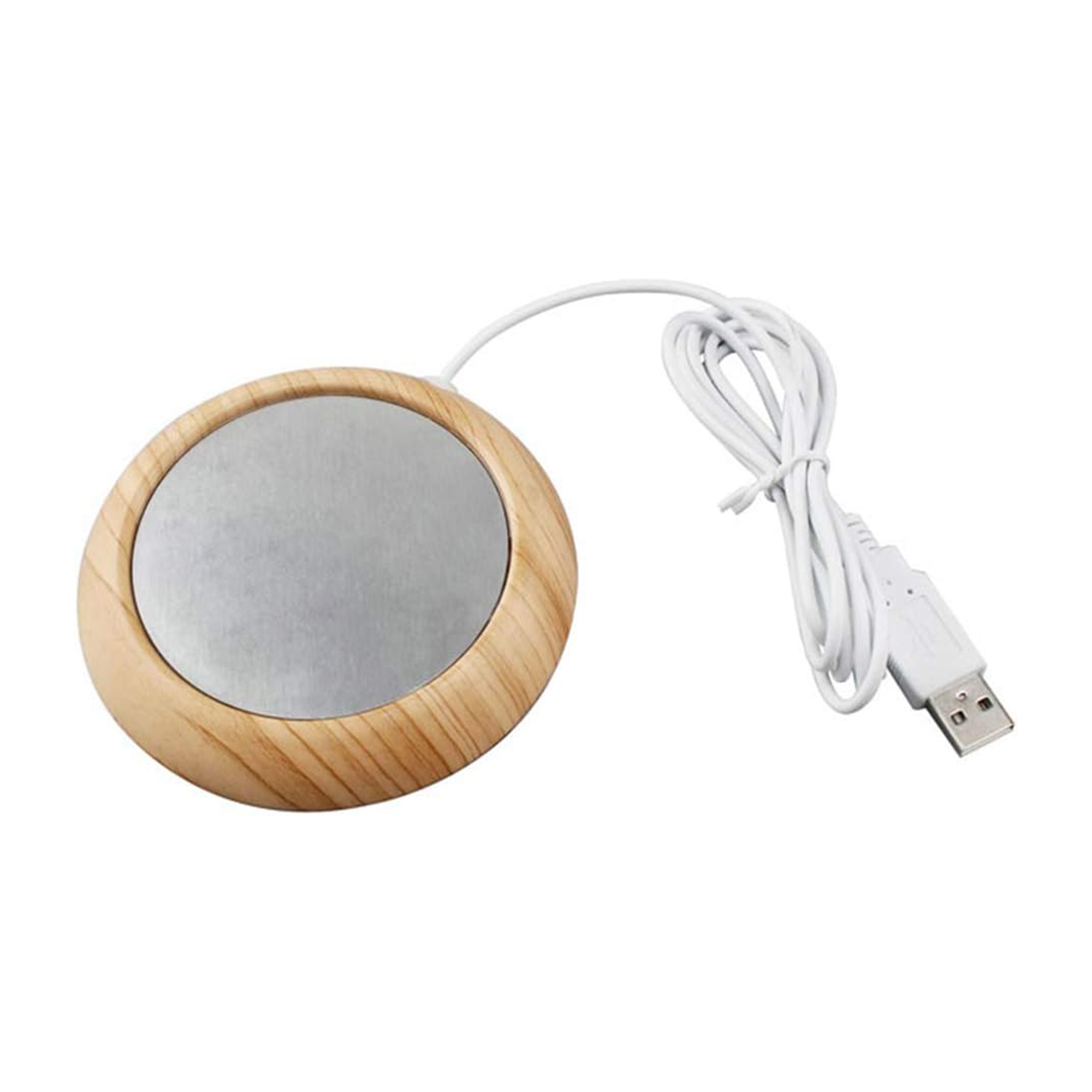 Large Size USB Cup Warmer w/ Wood Grain Metal Heating Base