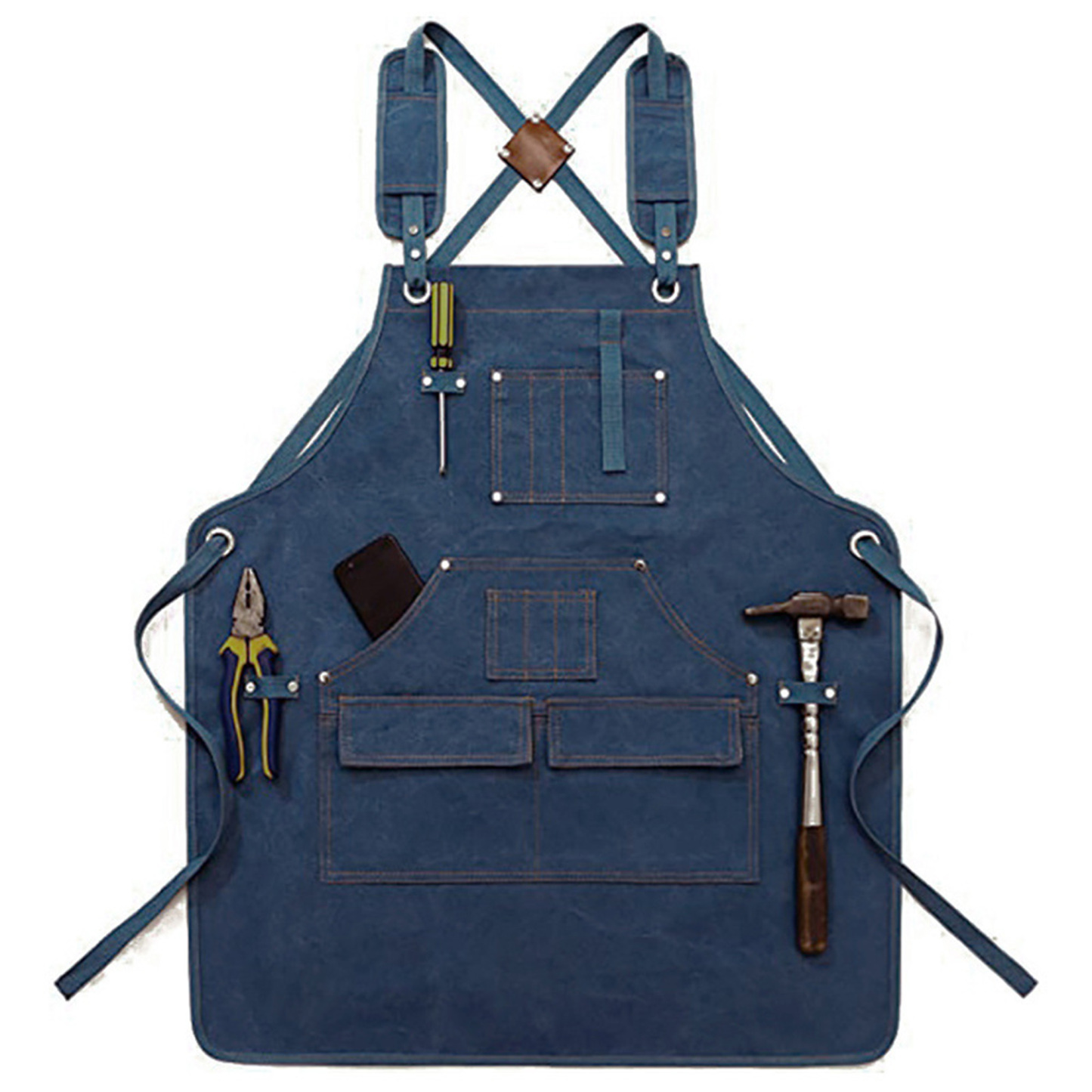 Adjustable Heavy Duty Canvas Work Apron w/ Multiple Pockets