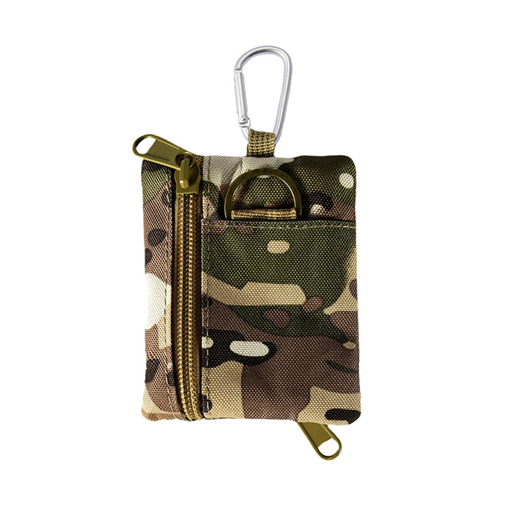 Mini Tactical Pouch w/ Dual Zippered Pockets & D-Ring Clip