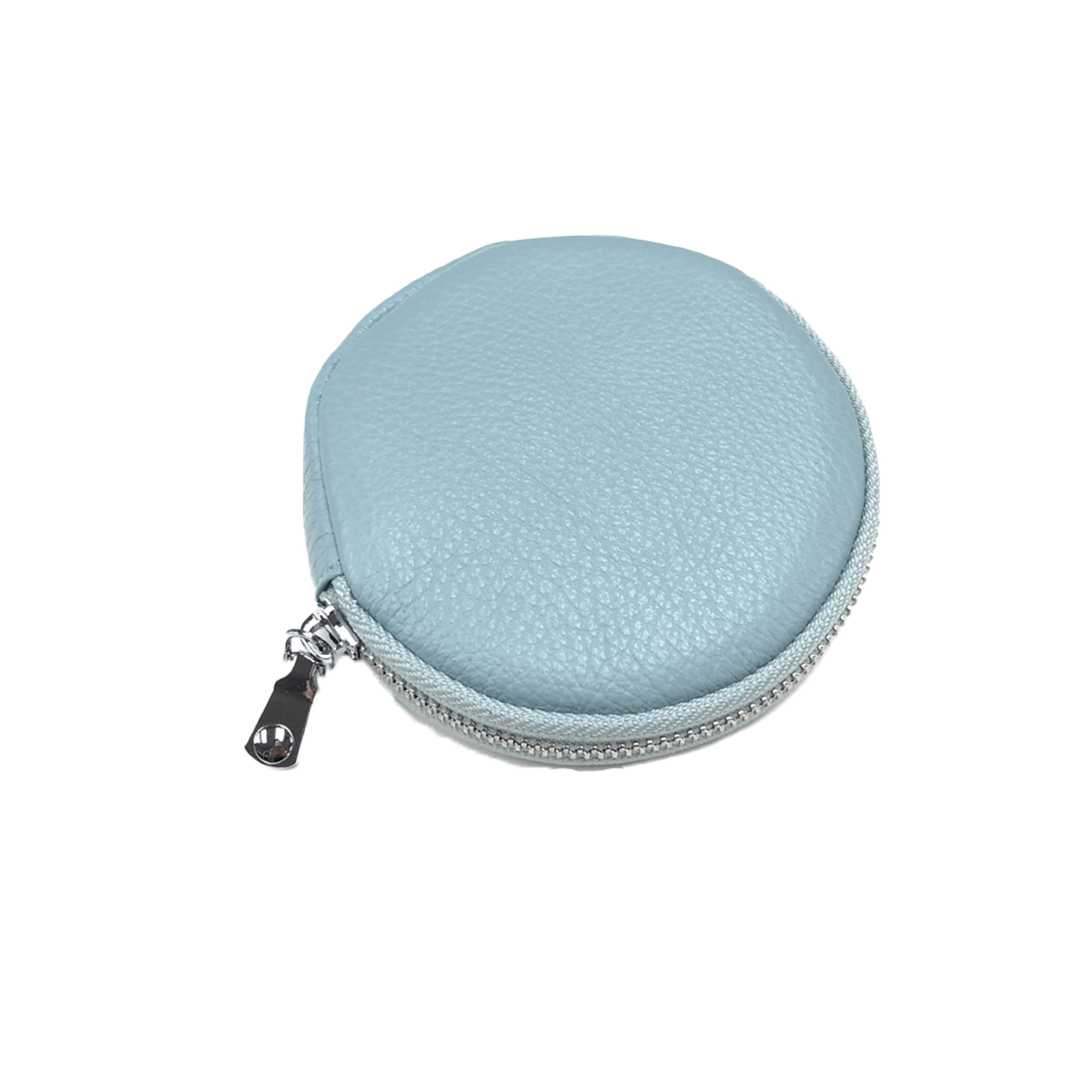 Genuine Leather Round Coin Purse w/ Key Ring for Essentials