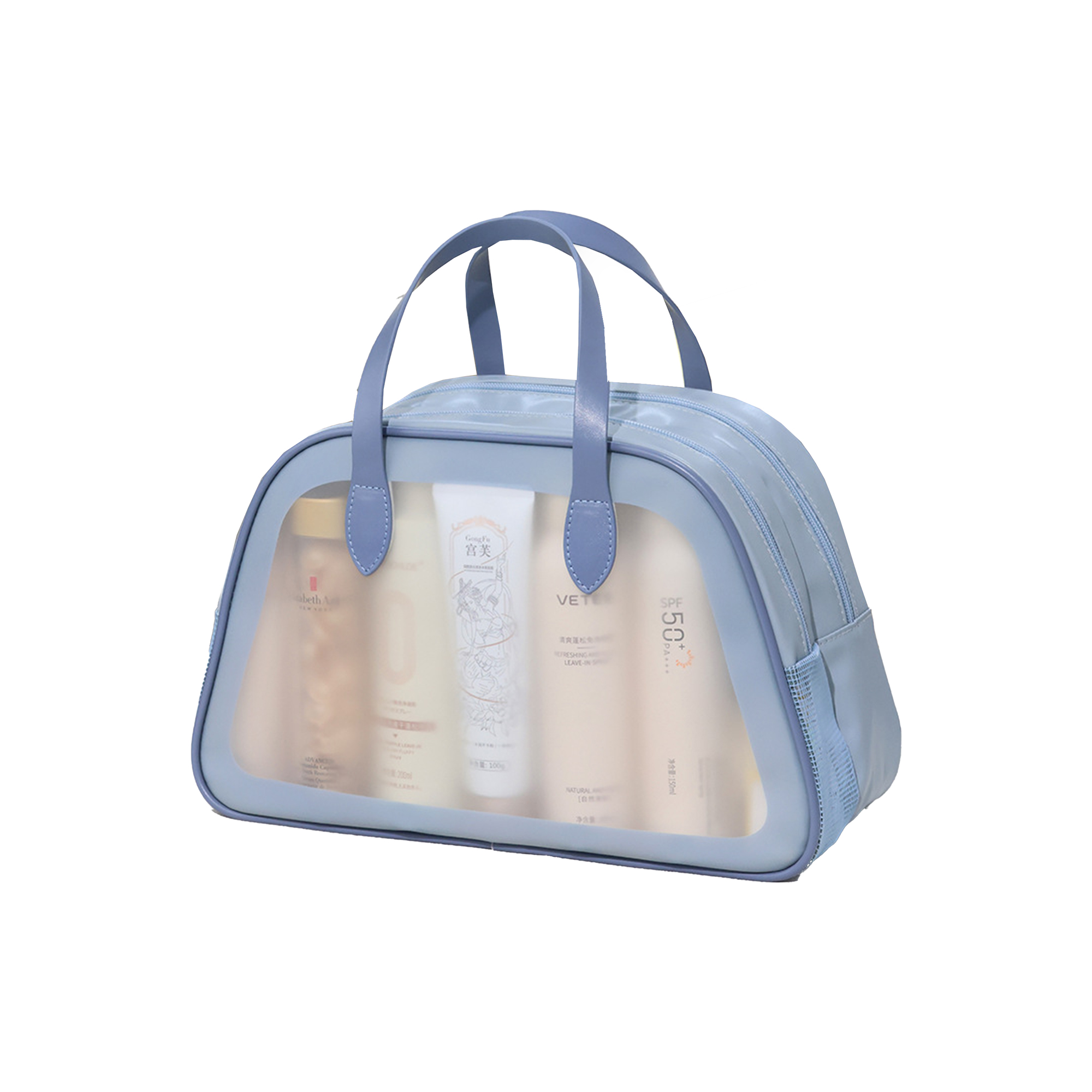 Multi-Compartment Travel Makeup Bag for Wet & Dry Storage