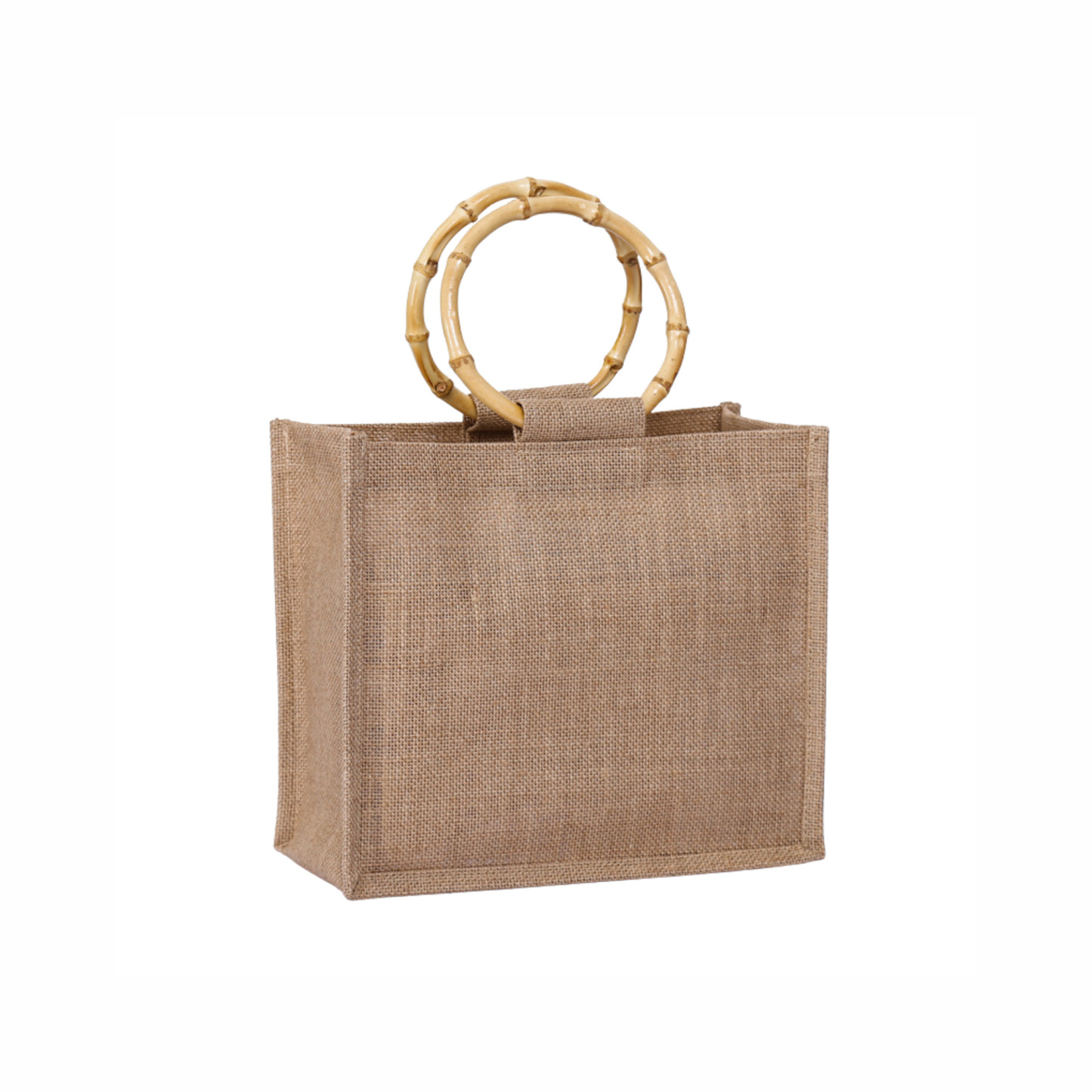 Eco-Friendly Large Jute Bag w/ Bamboo Handles