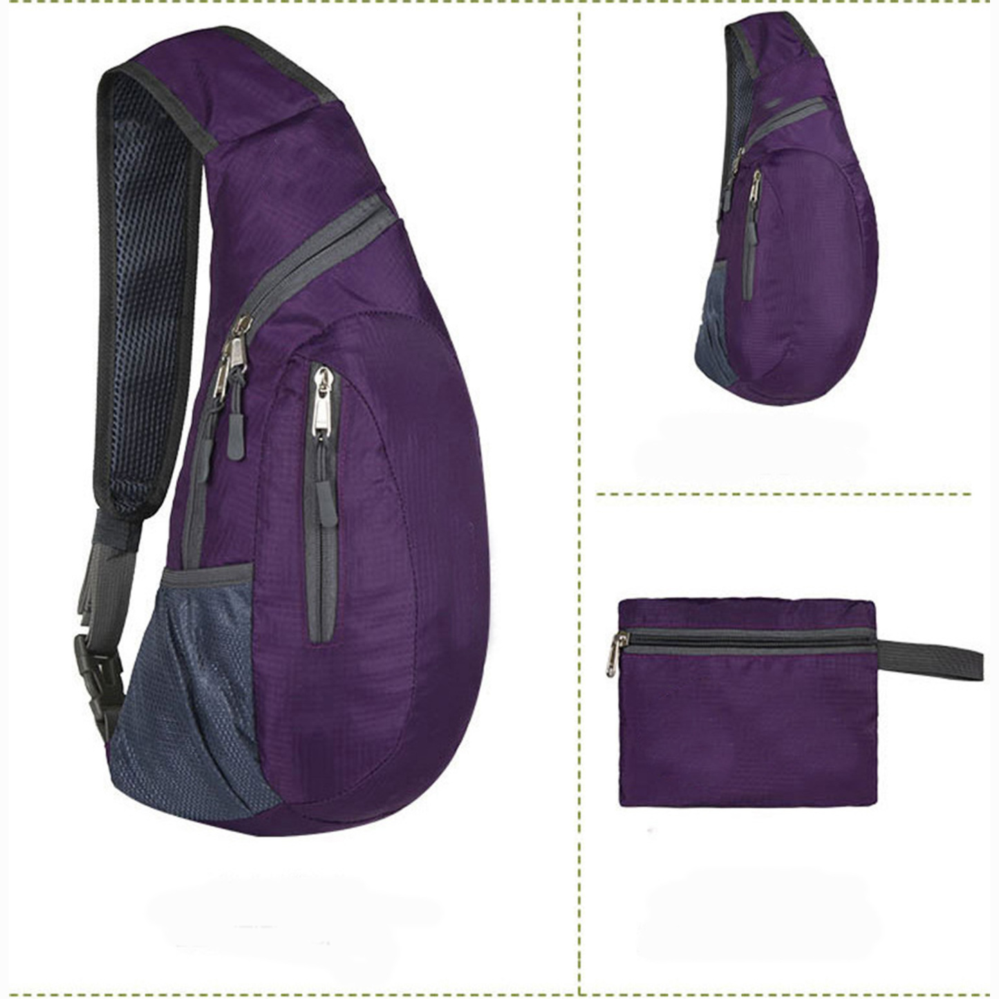 Lightweight Foldable Polyester Chest Bag w/ Adjustable Strap