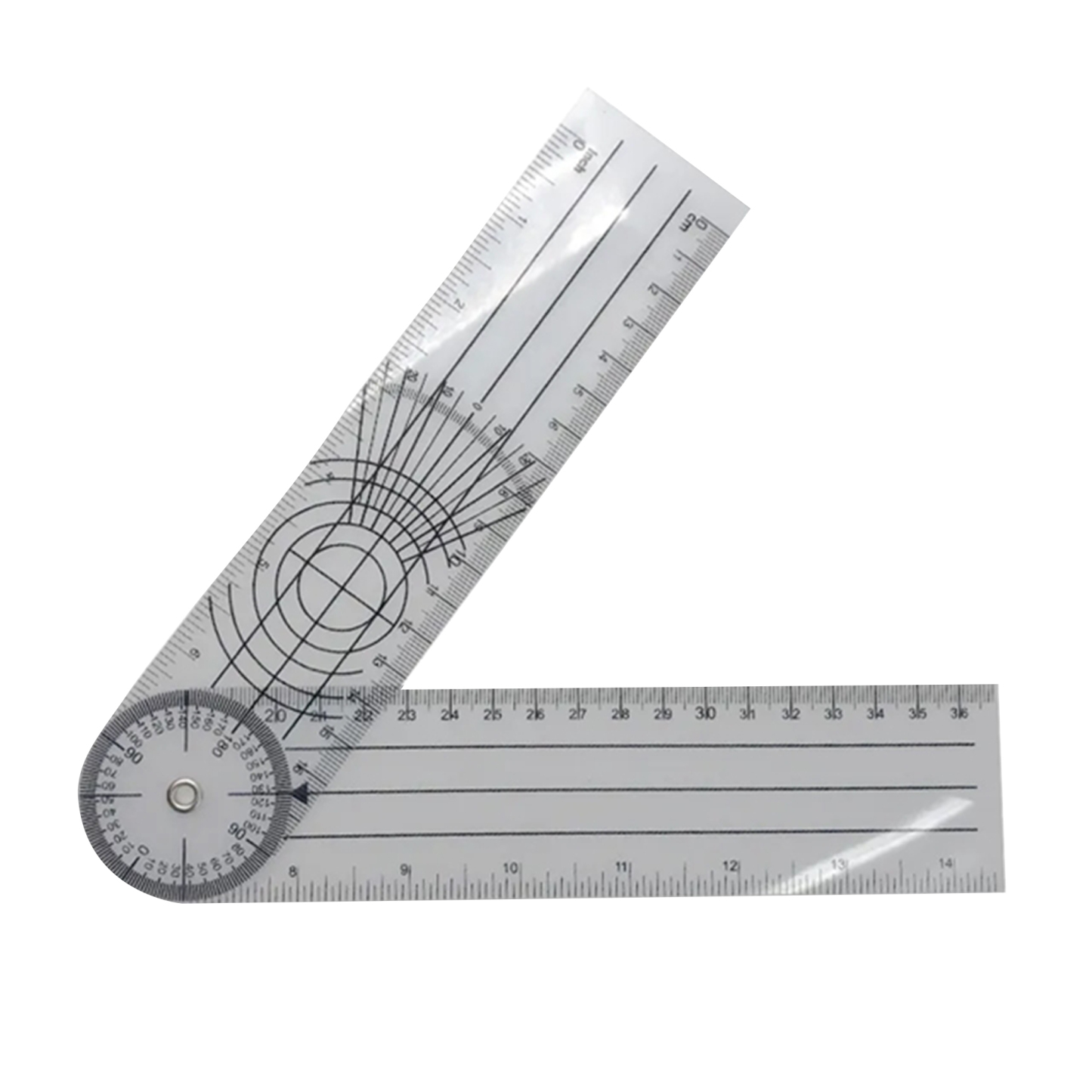 Clear Plastic Goniometer w/ Dual Scale for Angle Measurement