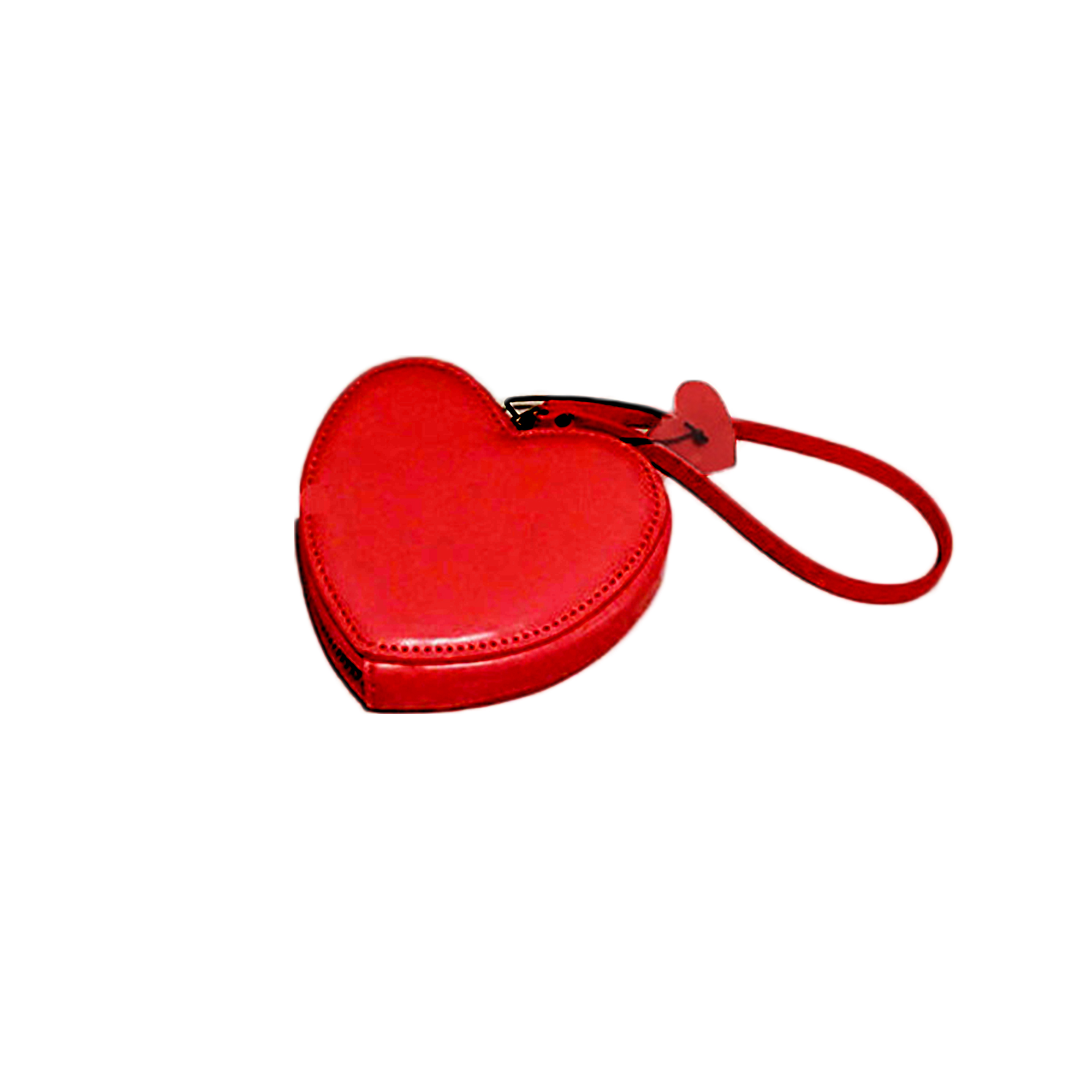 Shiny PU Leather Heart Wristlet Purse w/ Zipper