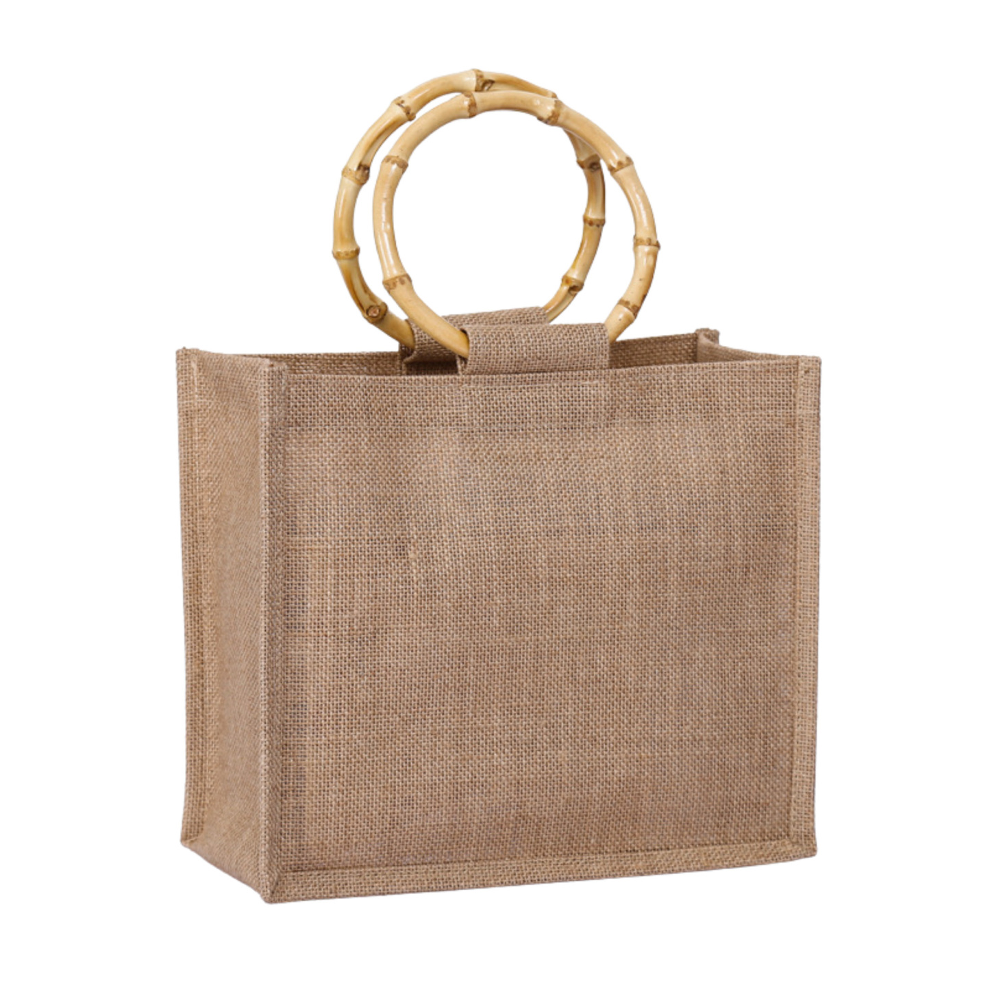 Eco-Friendly Large Jute Bag w/ Bamboo Handles