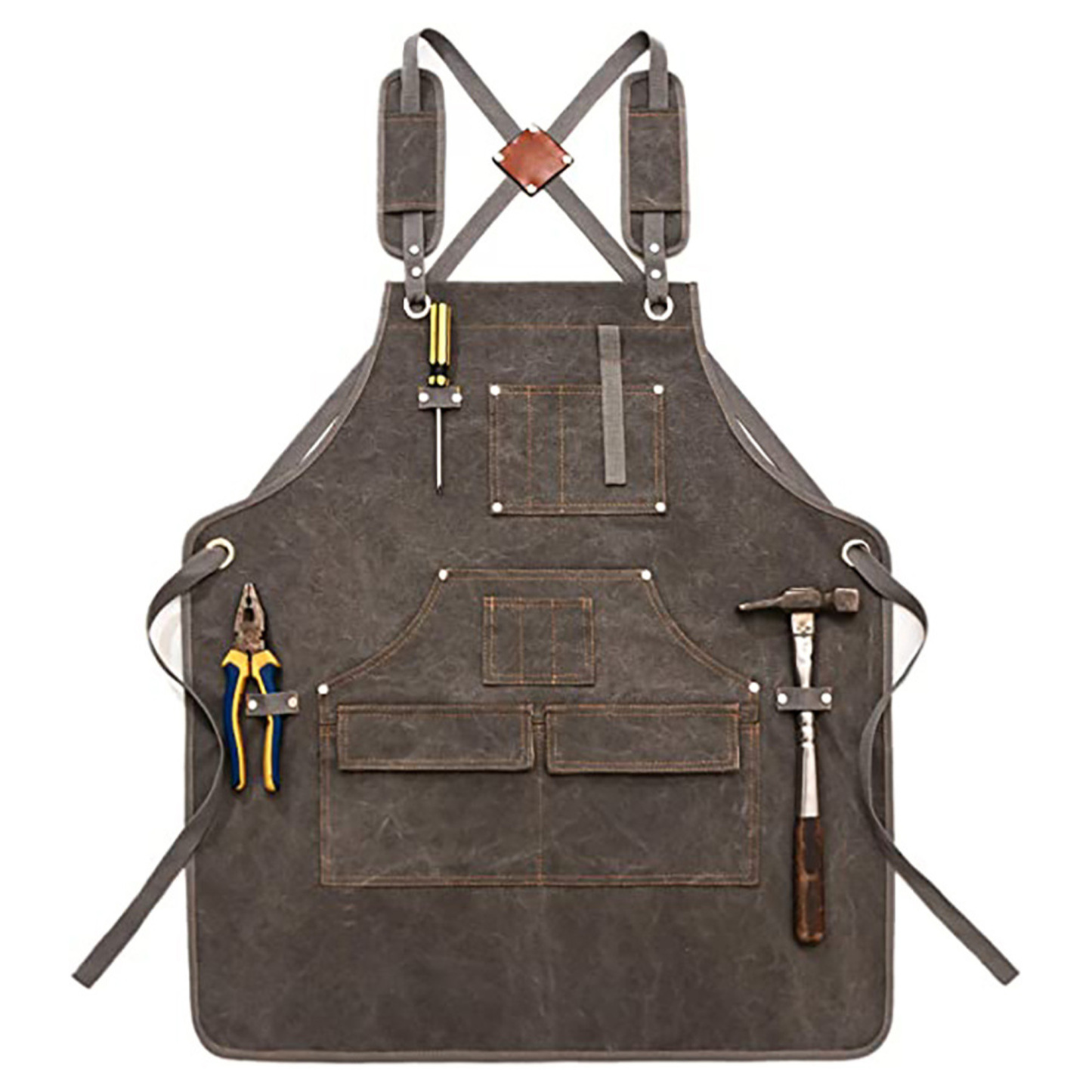 Adjustable Heavy Duty Canvas Work Apron w/ Multiple Pockets