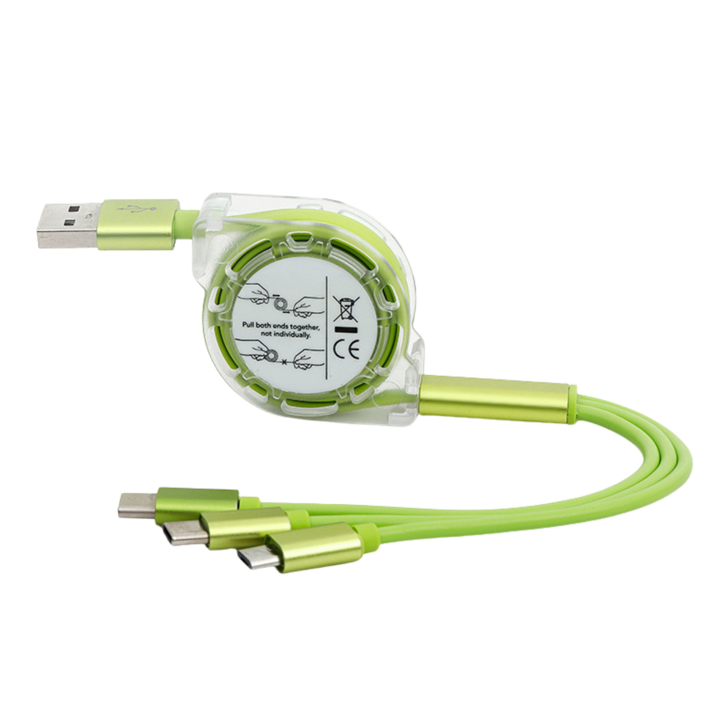 Retractable 3-in-1 Charging Cable w/ Type-C Micro Lightning Ports