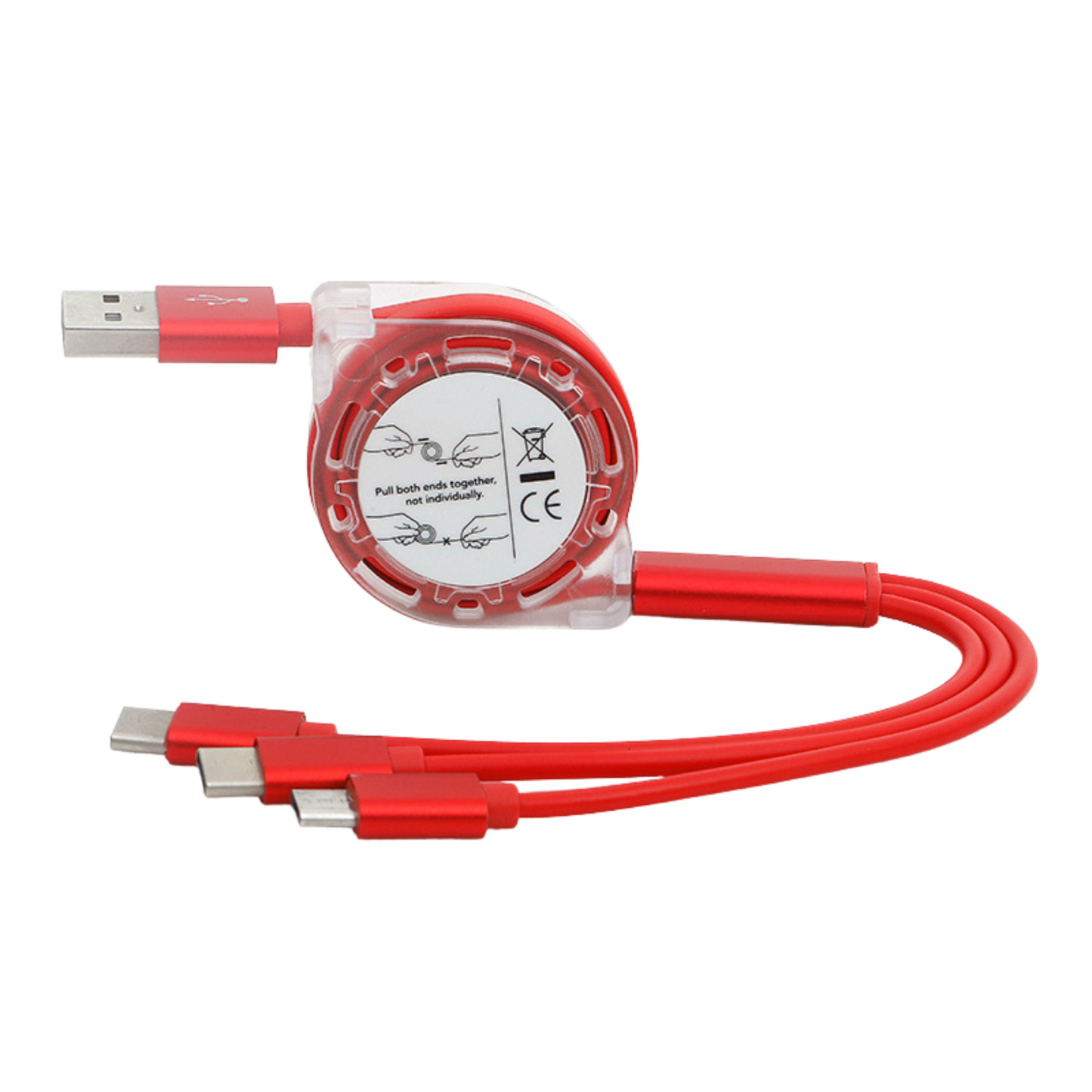 Retractable 3-in-1 Charging Cable w/ Type-C Micro Lightning Ports