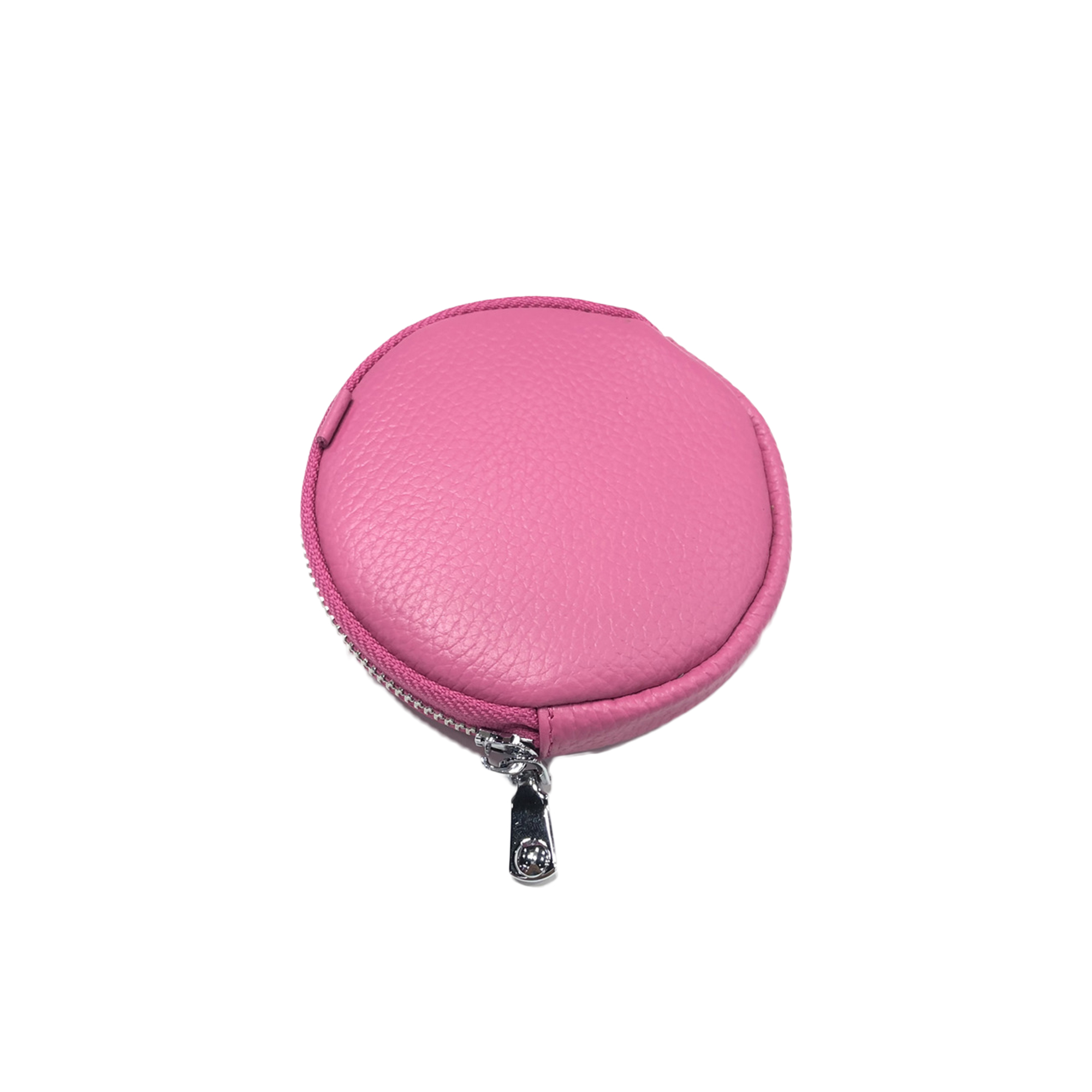 Genuine Leather Round Coin Purse w/ Key Ring for Essentials