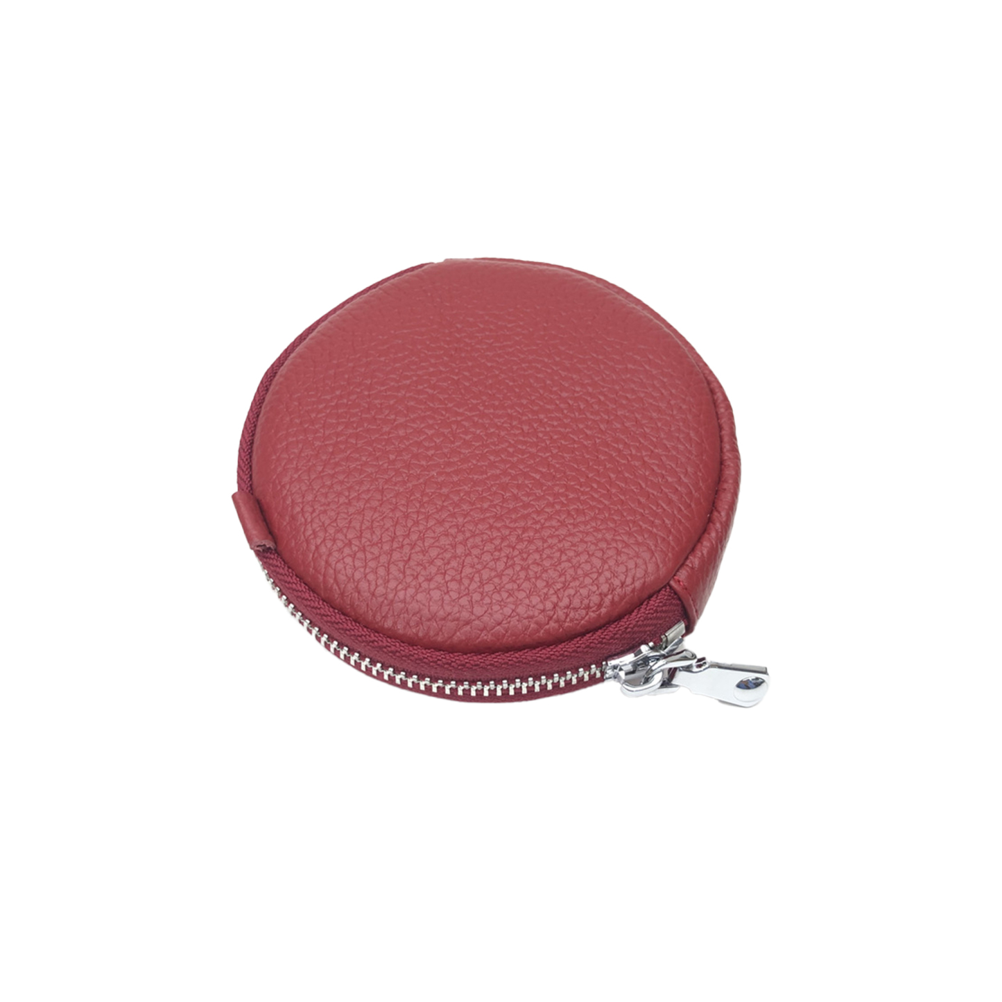 Genuine Leather Round Coin Purse w/ Key Ring for Essentials