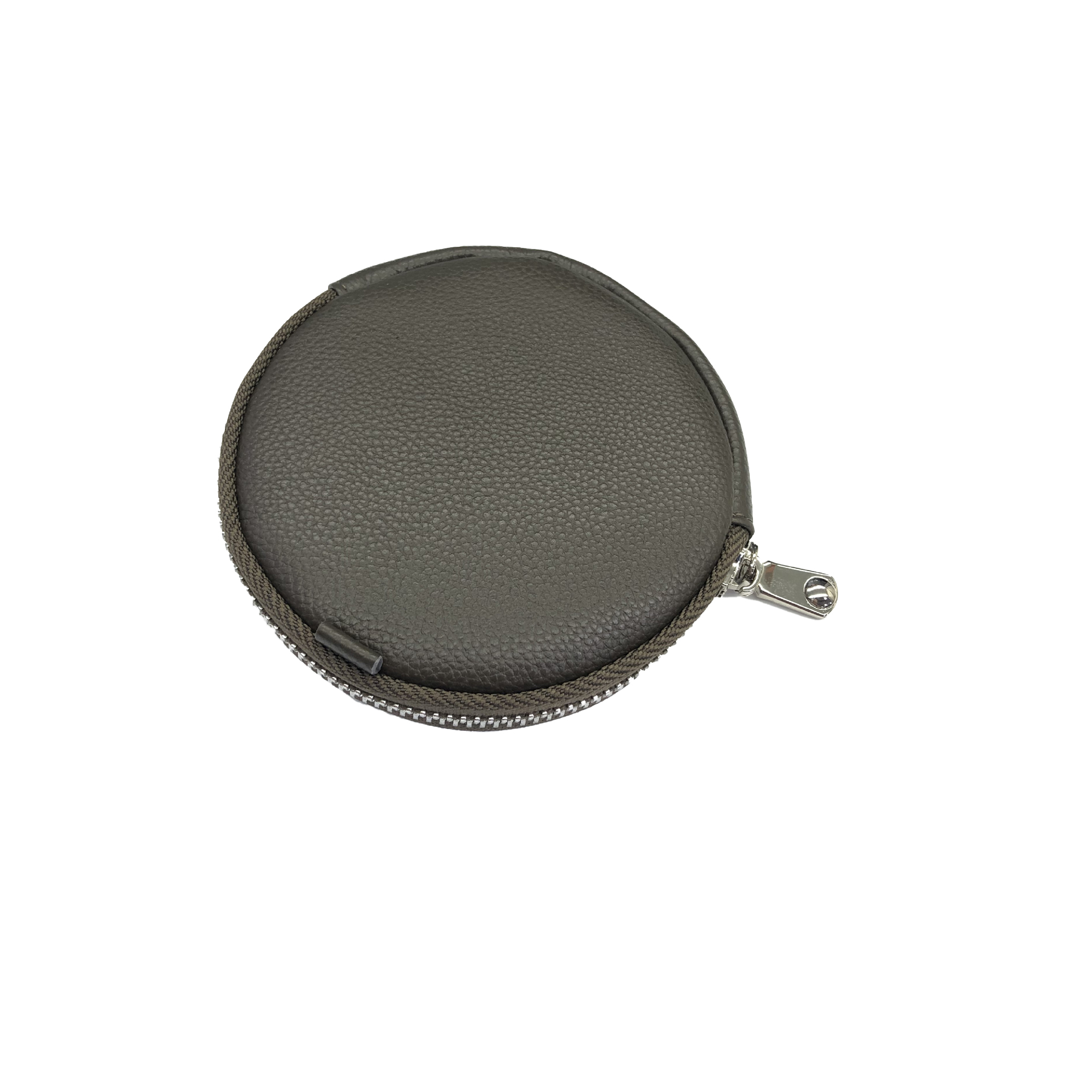 Genuine Leather Round Coin Purse w/ Key Ring for Essentials