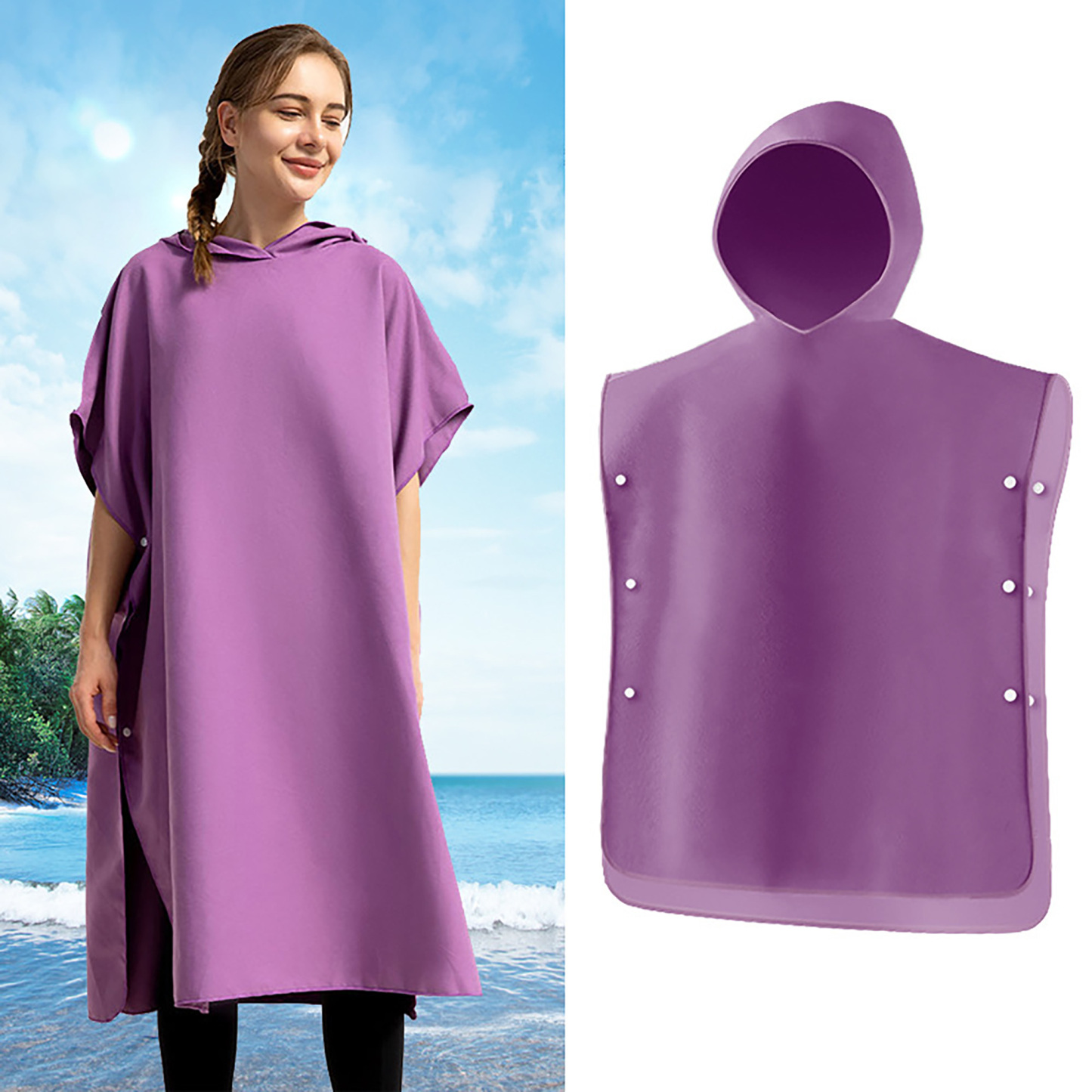 43.3" x 34.6'' Quick-Drying Microfiber Changing Robe w/ Hood