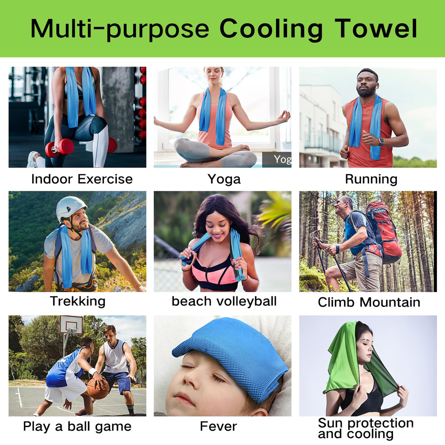 39" x 12" Cooling Towel for Sweat Absorbing & Heat Relief