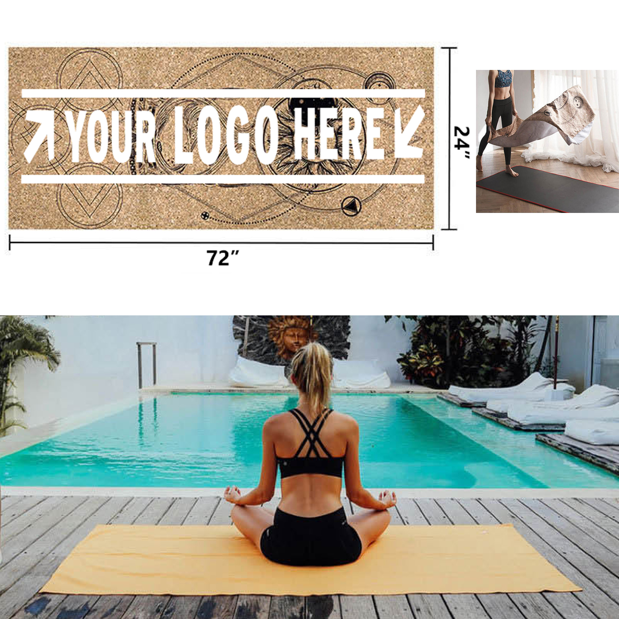 72" x 24" Double Sided Plush Microfiber Yoga Towel