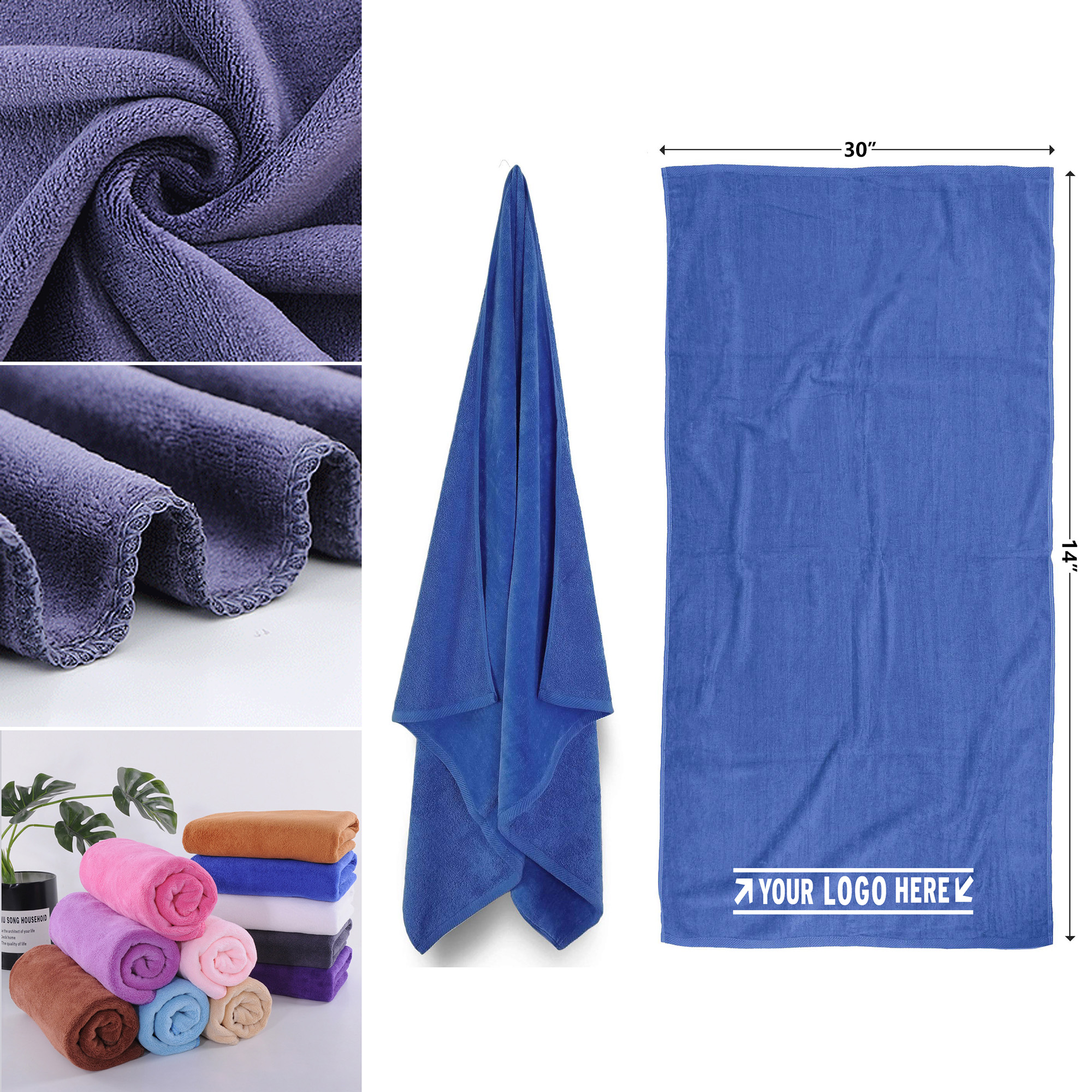 30" x 14" Premium Microfiber Towel for Hair Salons & Spas