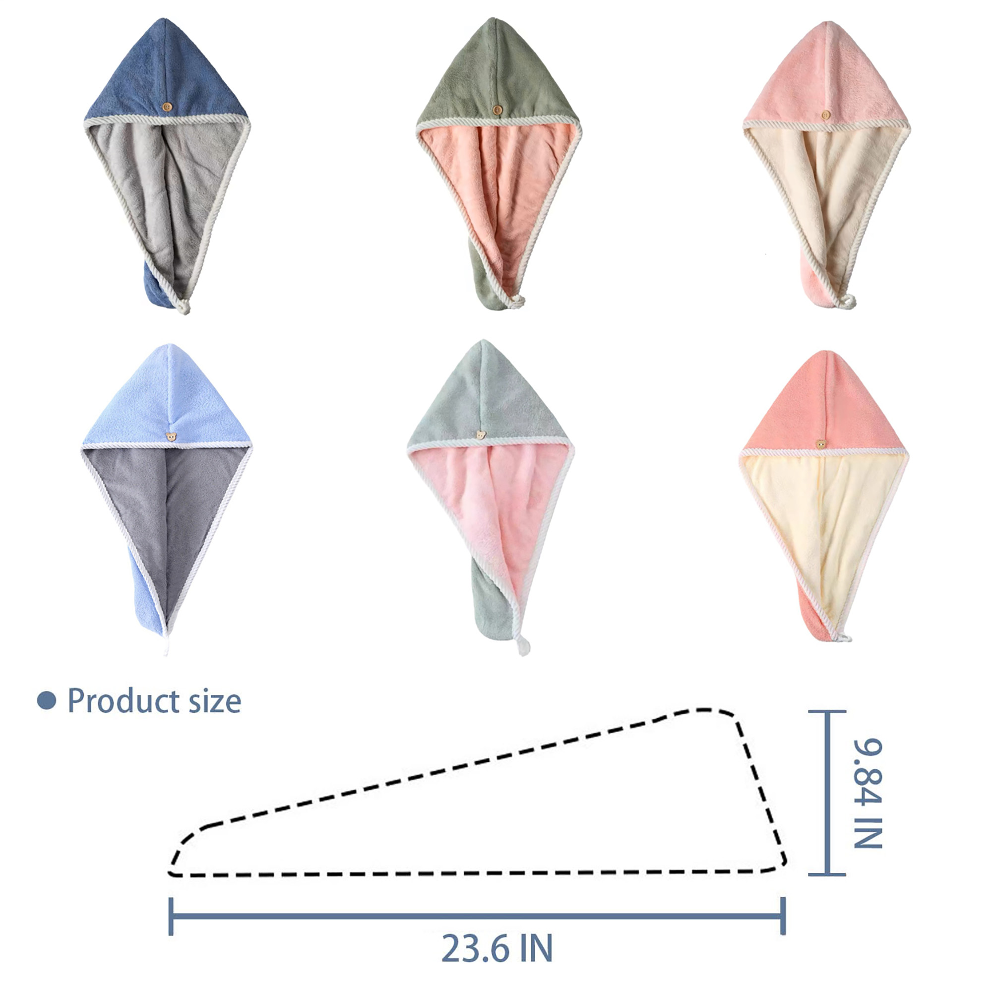 Double Layer Coral Fleece Hair Drying Cap for Women