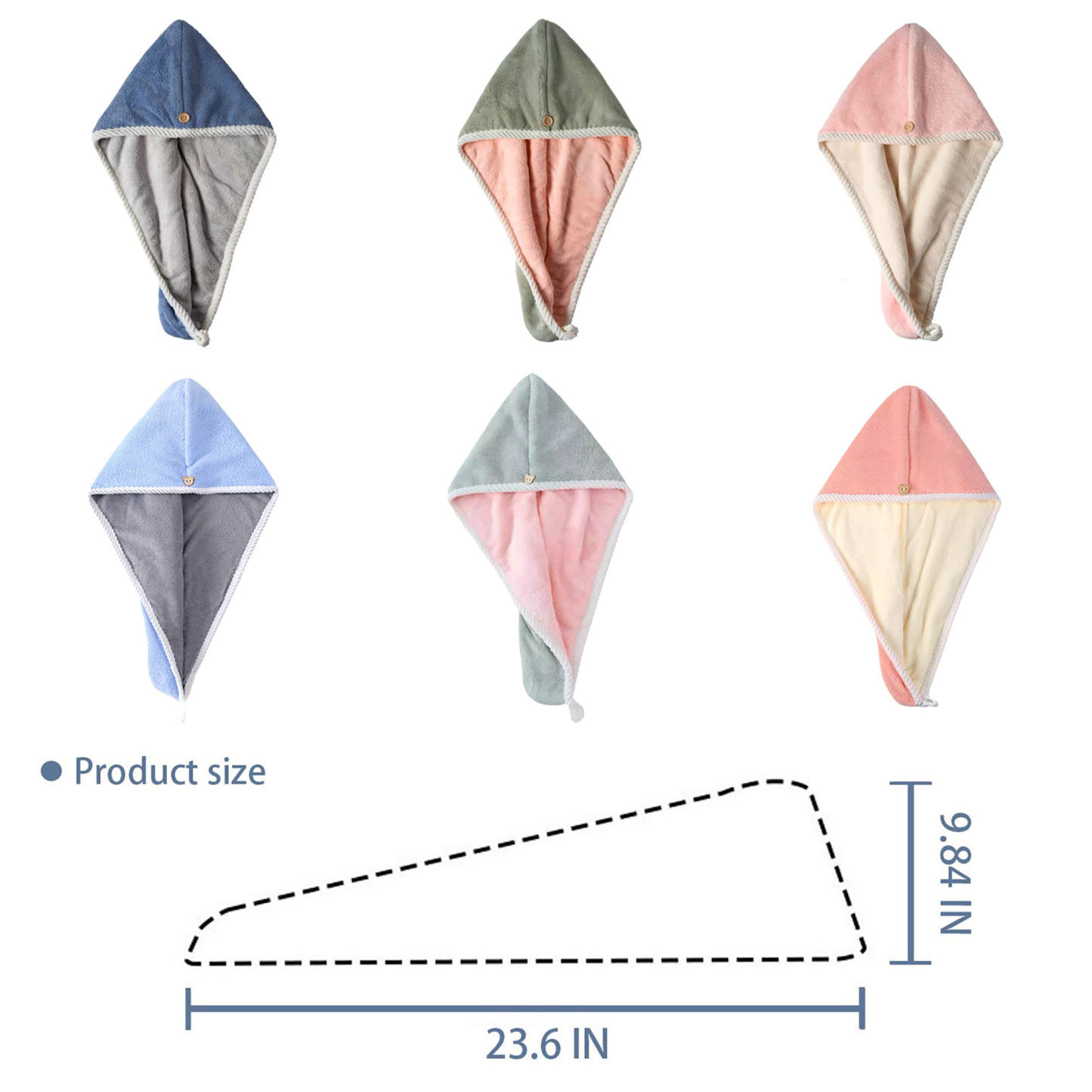 Double Layer Coral Fleece Hair Drying Cap for Women