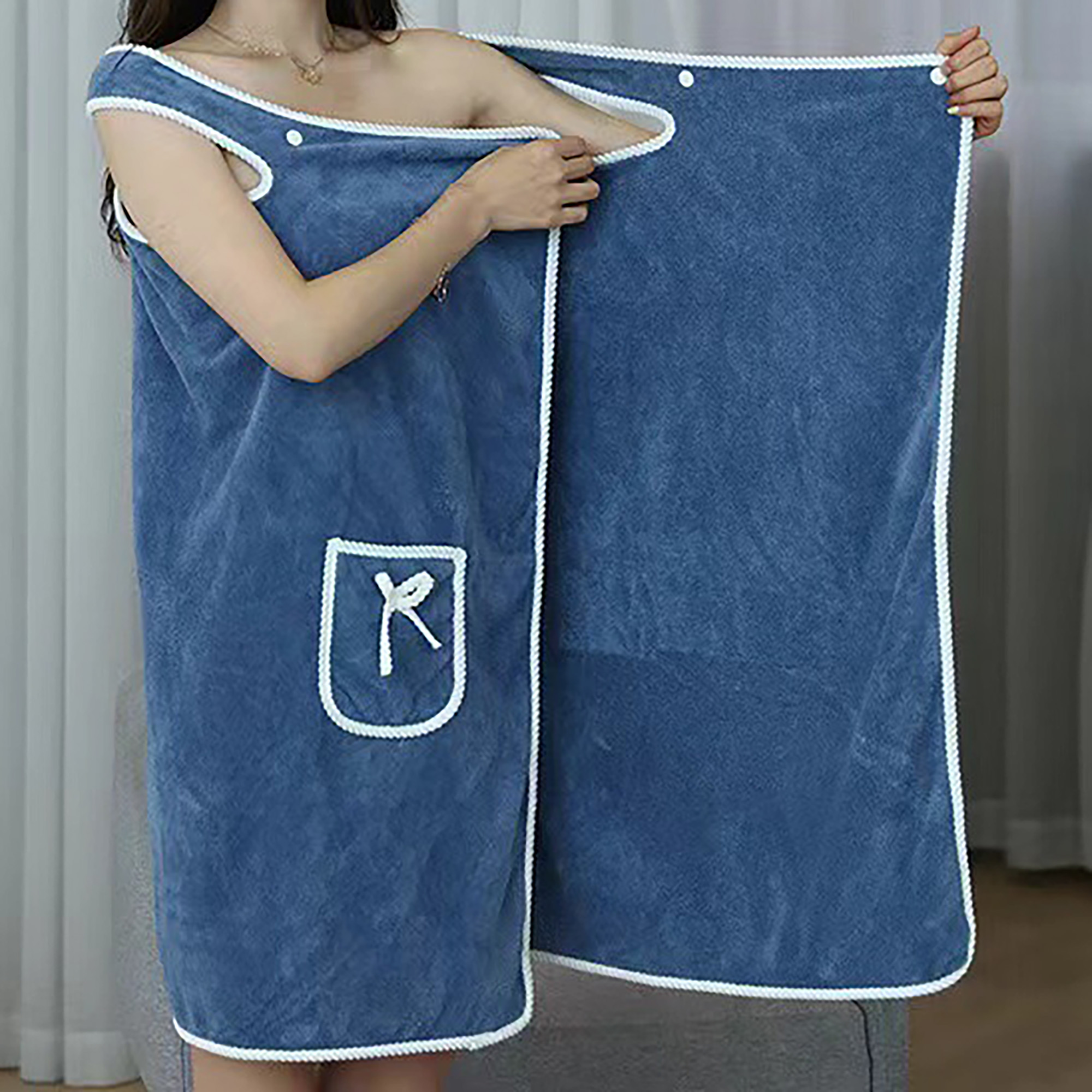 Coral Fleece Bath Wrap Soft Absorbent Wearable Towel