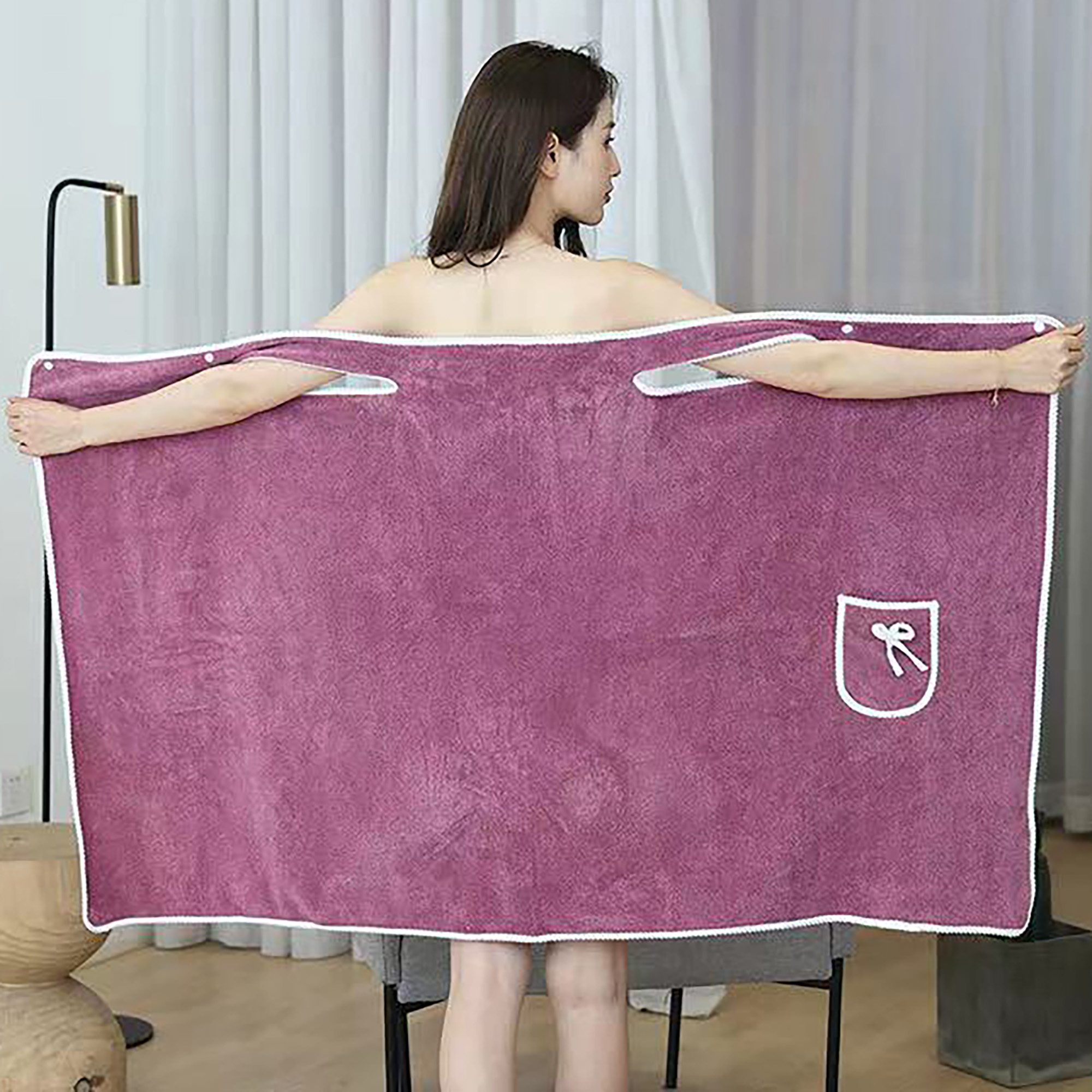 Coral Fleece Bath Wrap Soft Absorbent Wearable Towel