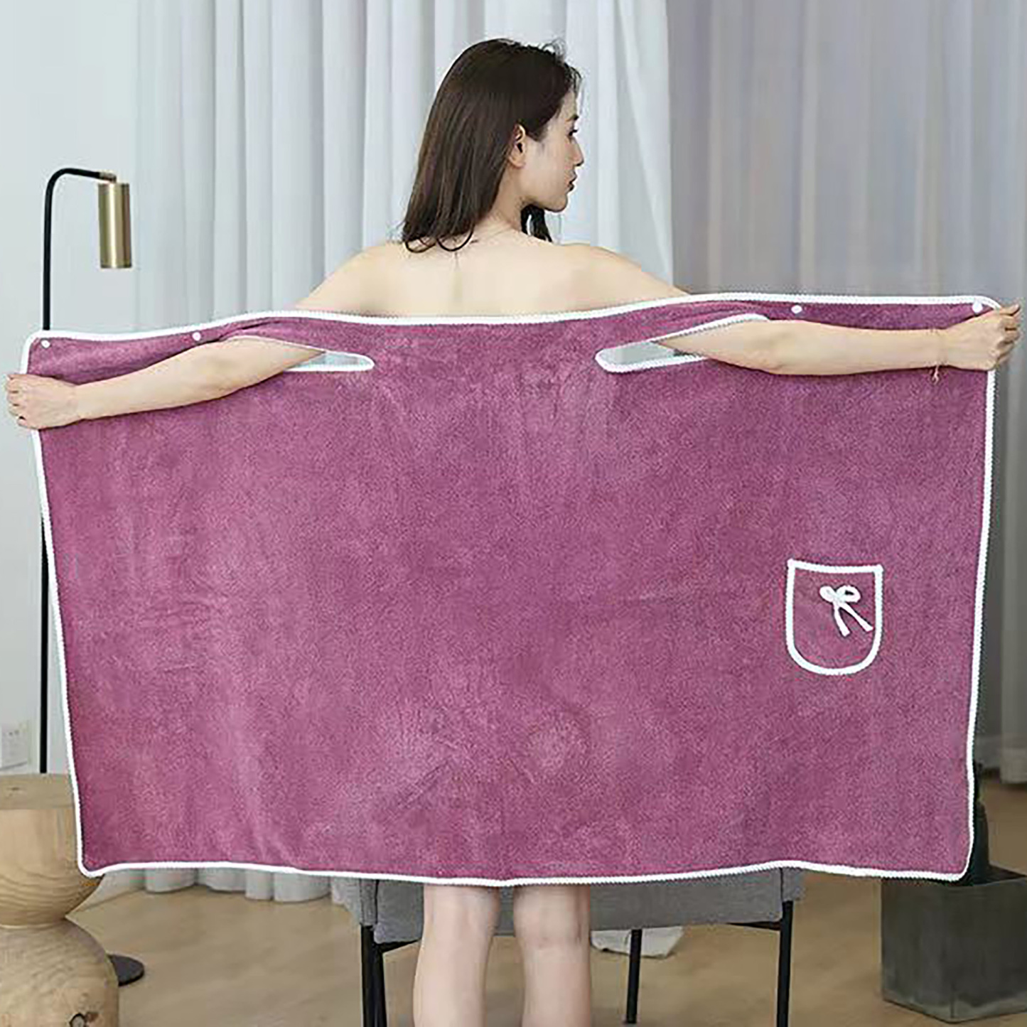 Coral Fleece Bath Wrap Soft Absorbent Wearable Towel