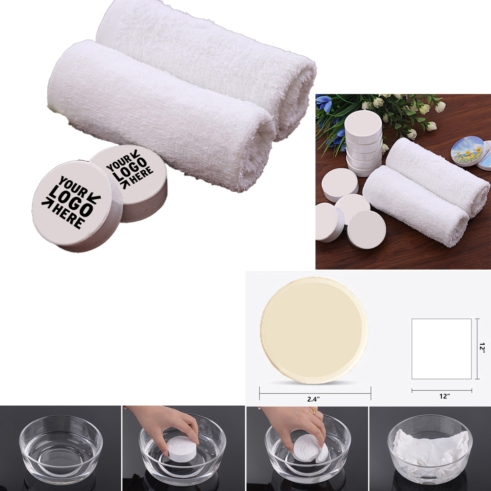 11.8" x 11.8" Disposable Compressed Towel Travel Portable