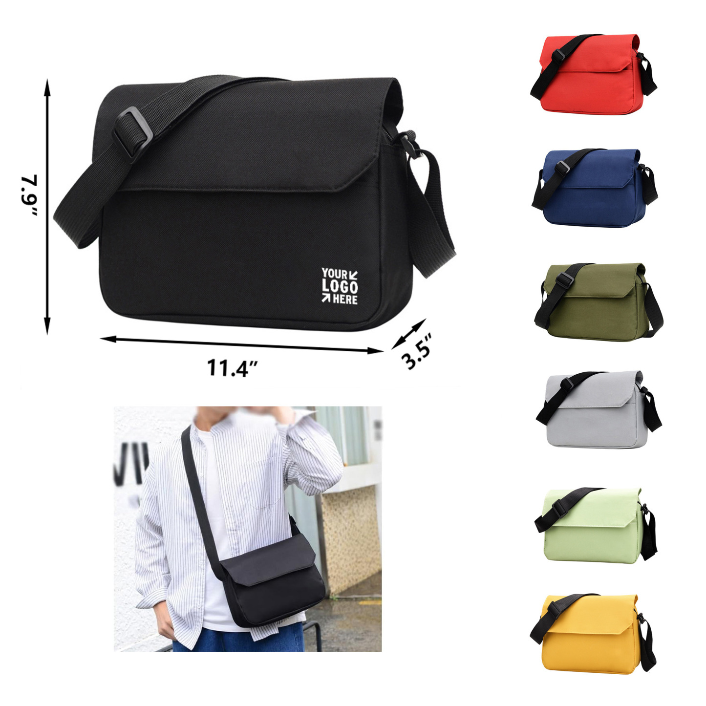 Unisex Nylon Crossbody Messenger Bag w/ Multi-Pocket Design