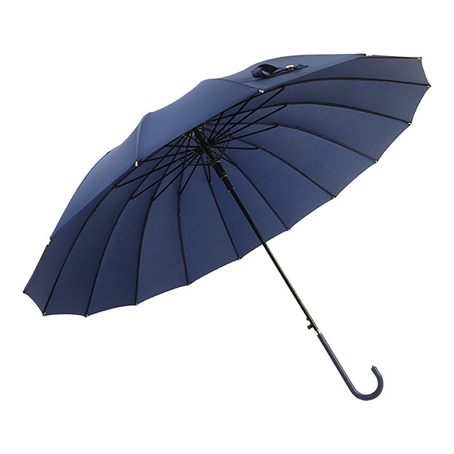 16 Ribs Auto Straight Umbrella w/Leather J Handle
