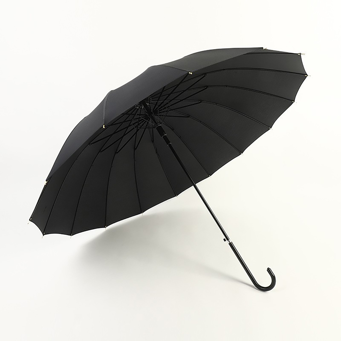 16 Ribs Auto Straight Umbrella w/Leather J Handle