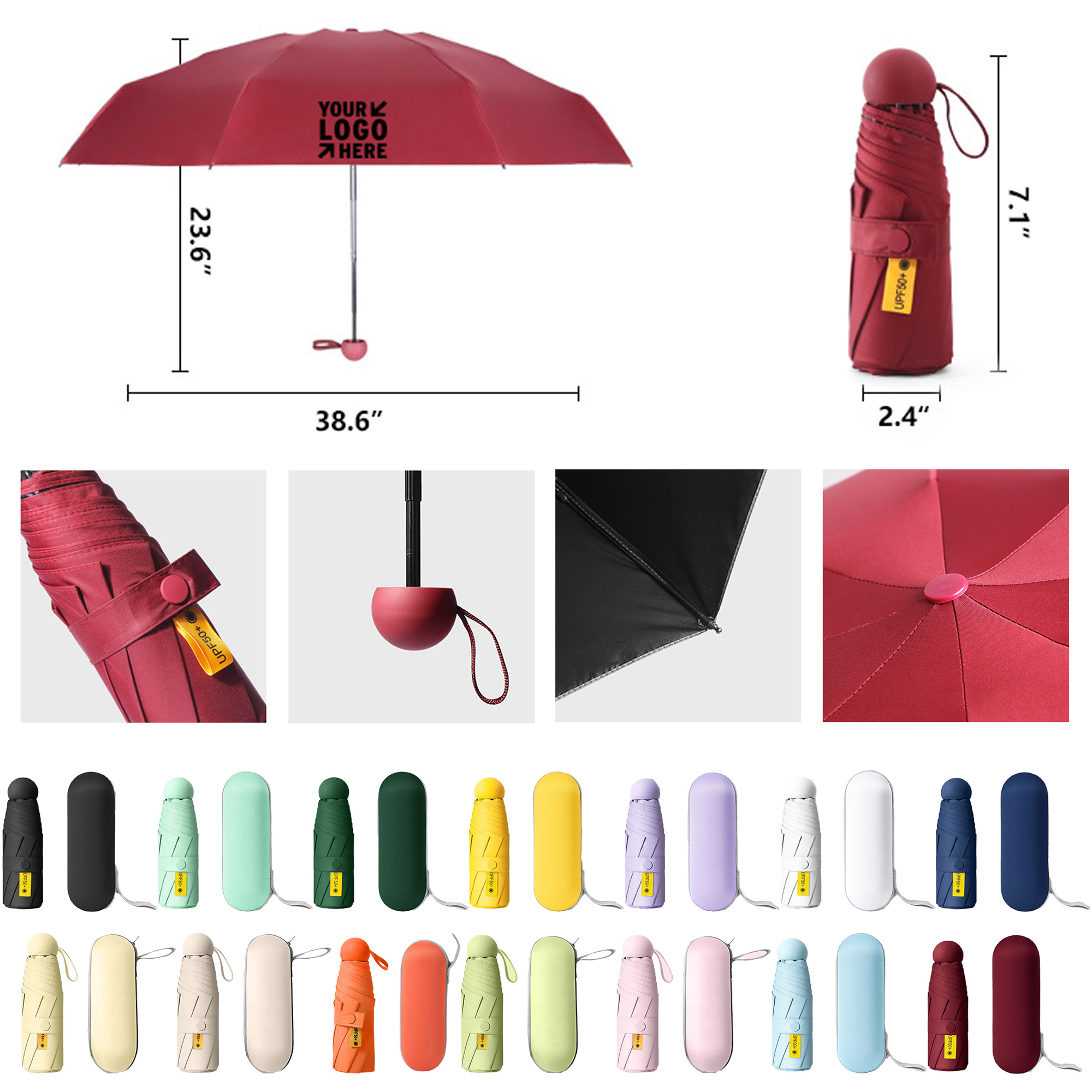Compact Mini Umbrella w/ Storage Case
