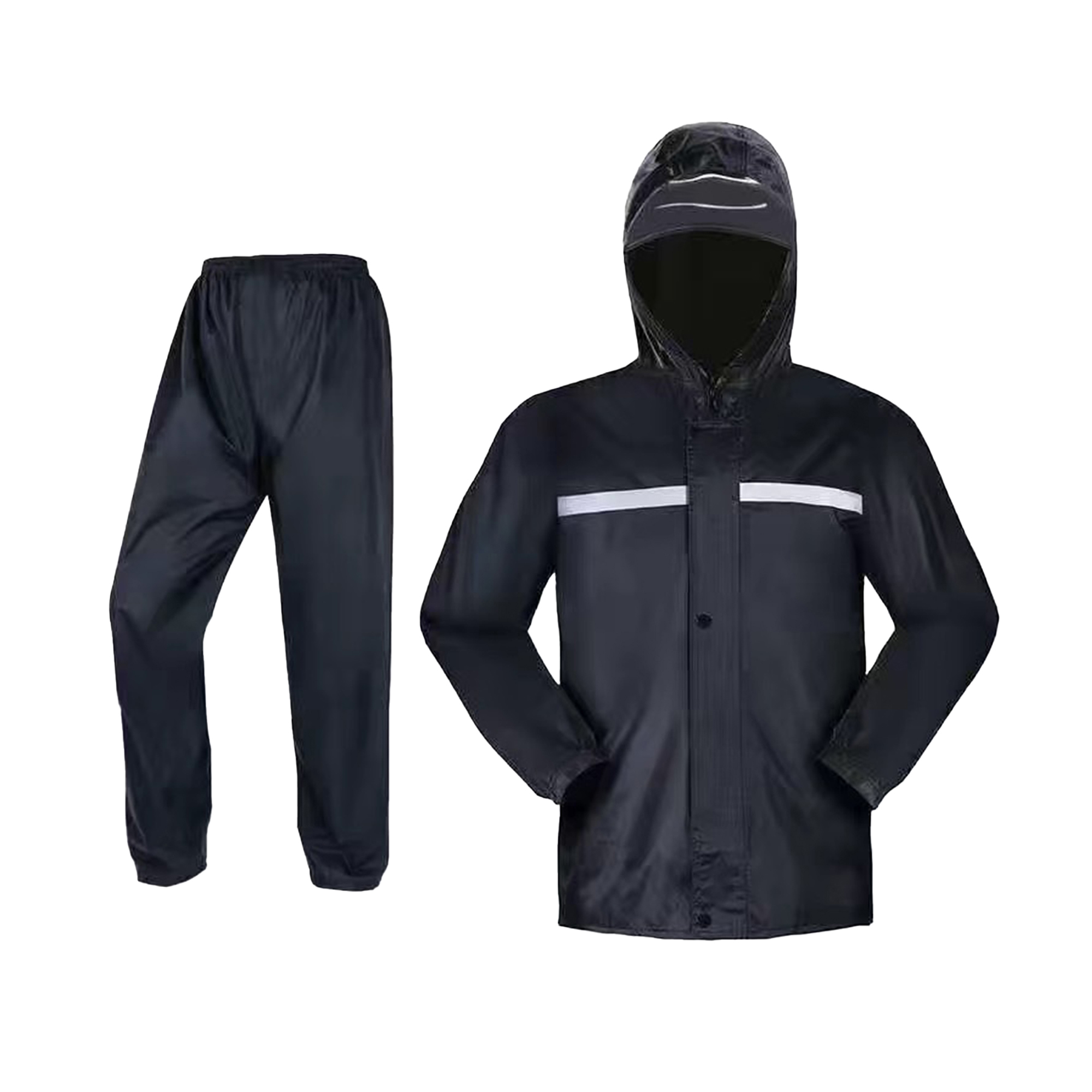 Oxford Thickened Cycling Rain Jacket Set w/ Reflective Stripes