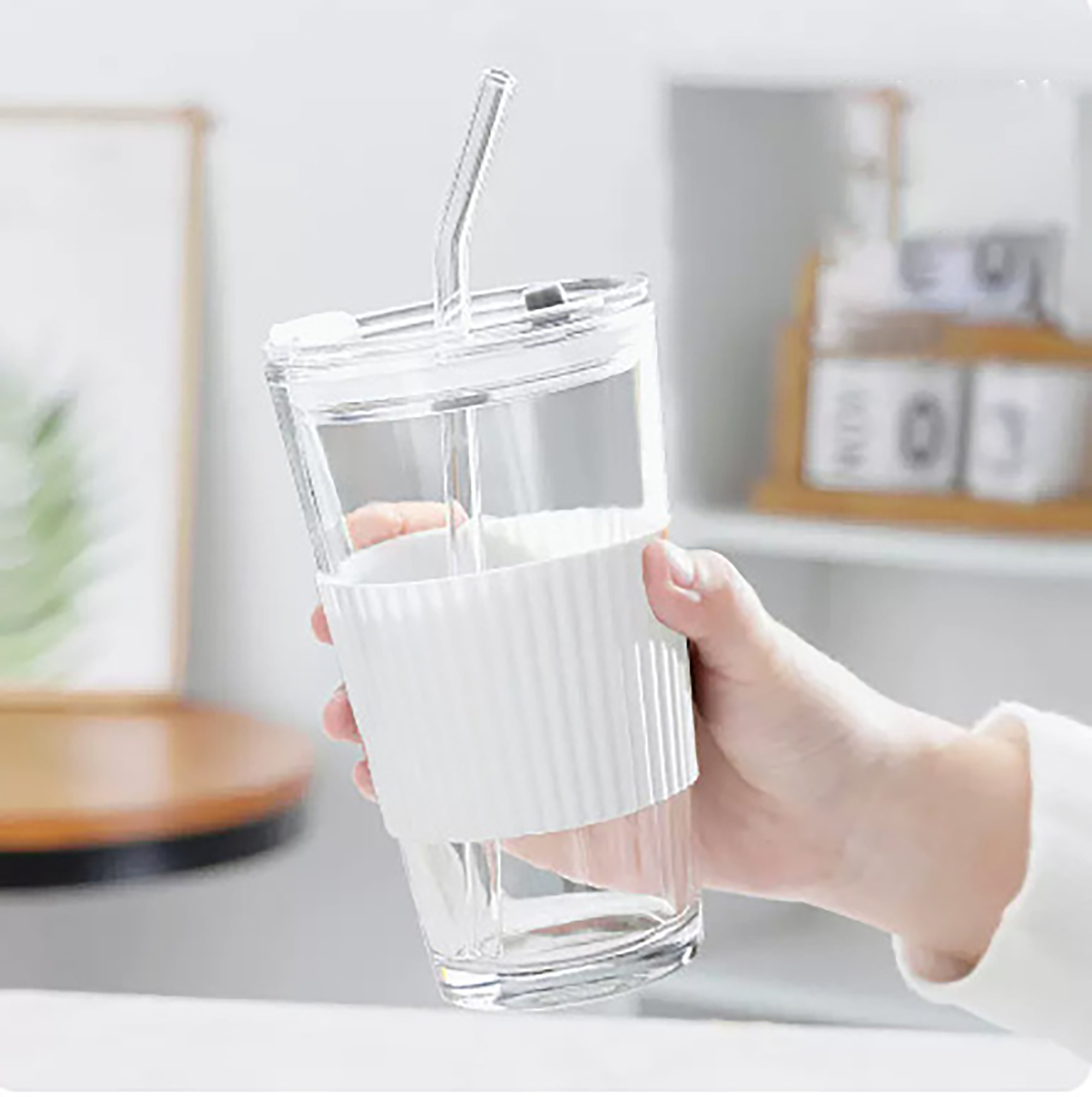 15oz Anti-scald Cold Brew Coffee Cup w/ Straw Lid Sleeve