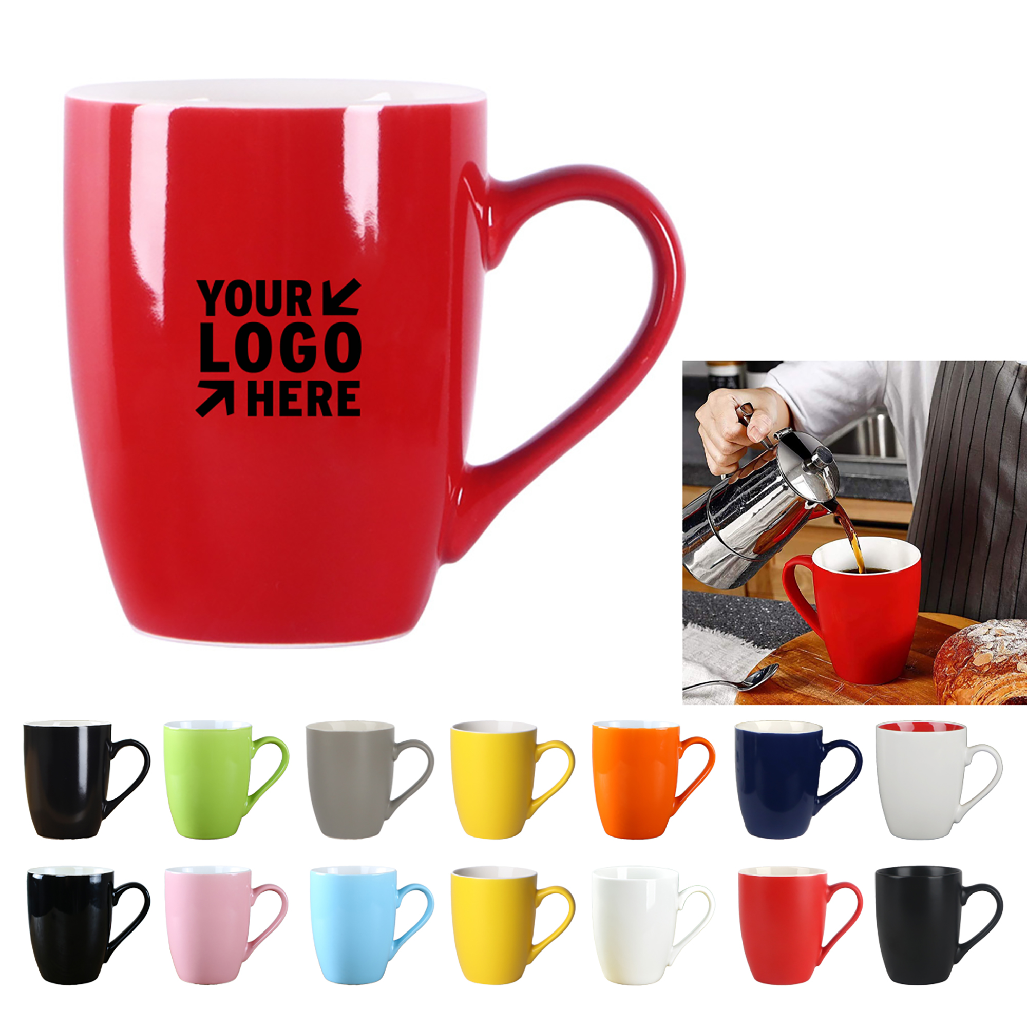 12oz Large Coffee Mug w/ Handle